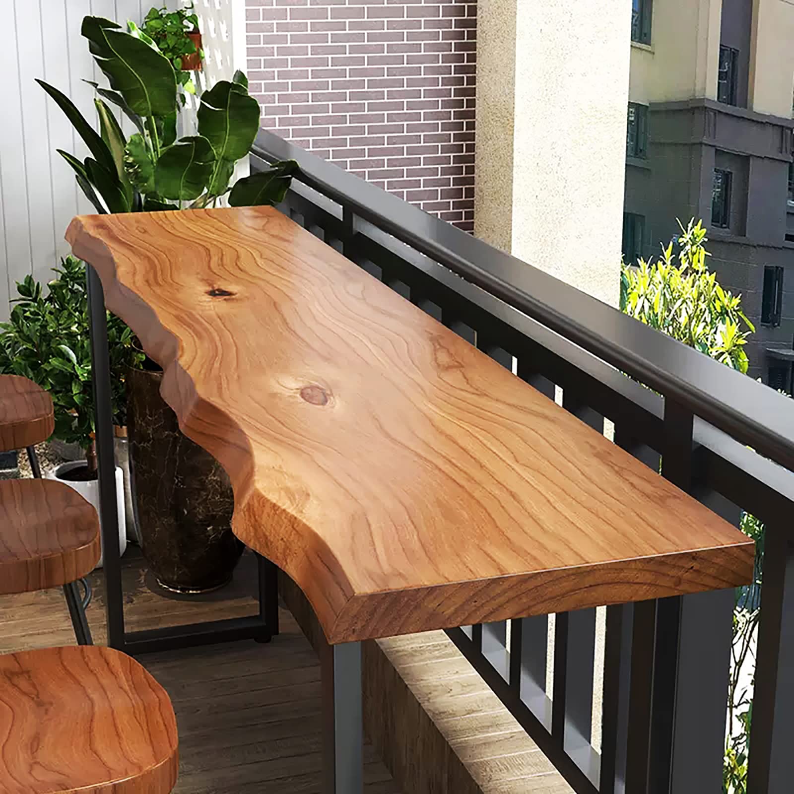 QQXX Industrial Solid Wood Bar Height Table - 39.3