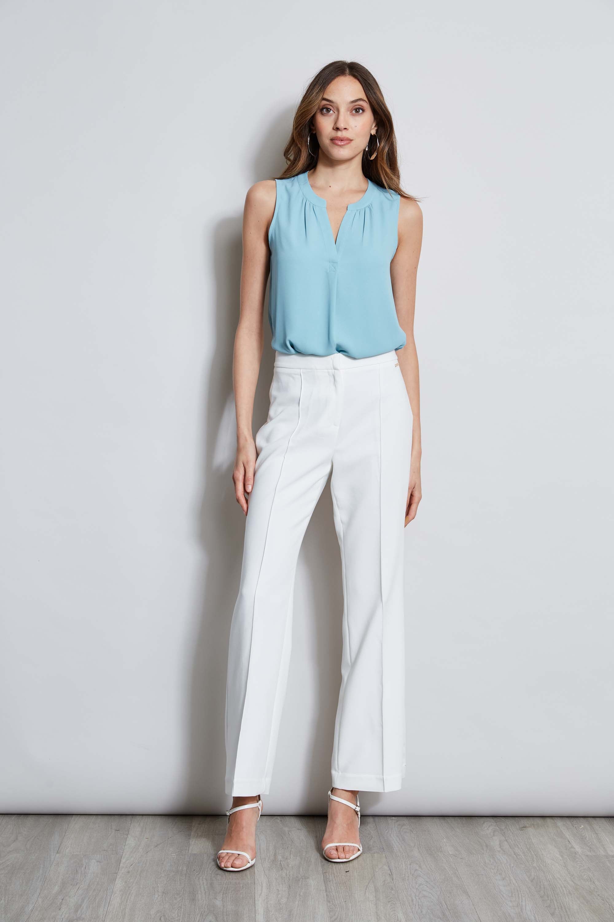 Tahari Women's Sleeveless Split Neck Blouse - Elegant V-Neck Summer Top for Work & Casual Wear | Perfect for Office, Date Night & Special Occasions