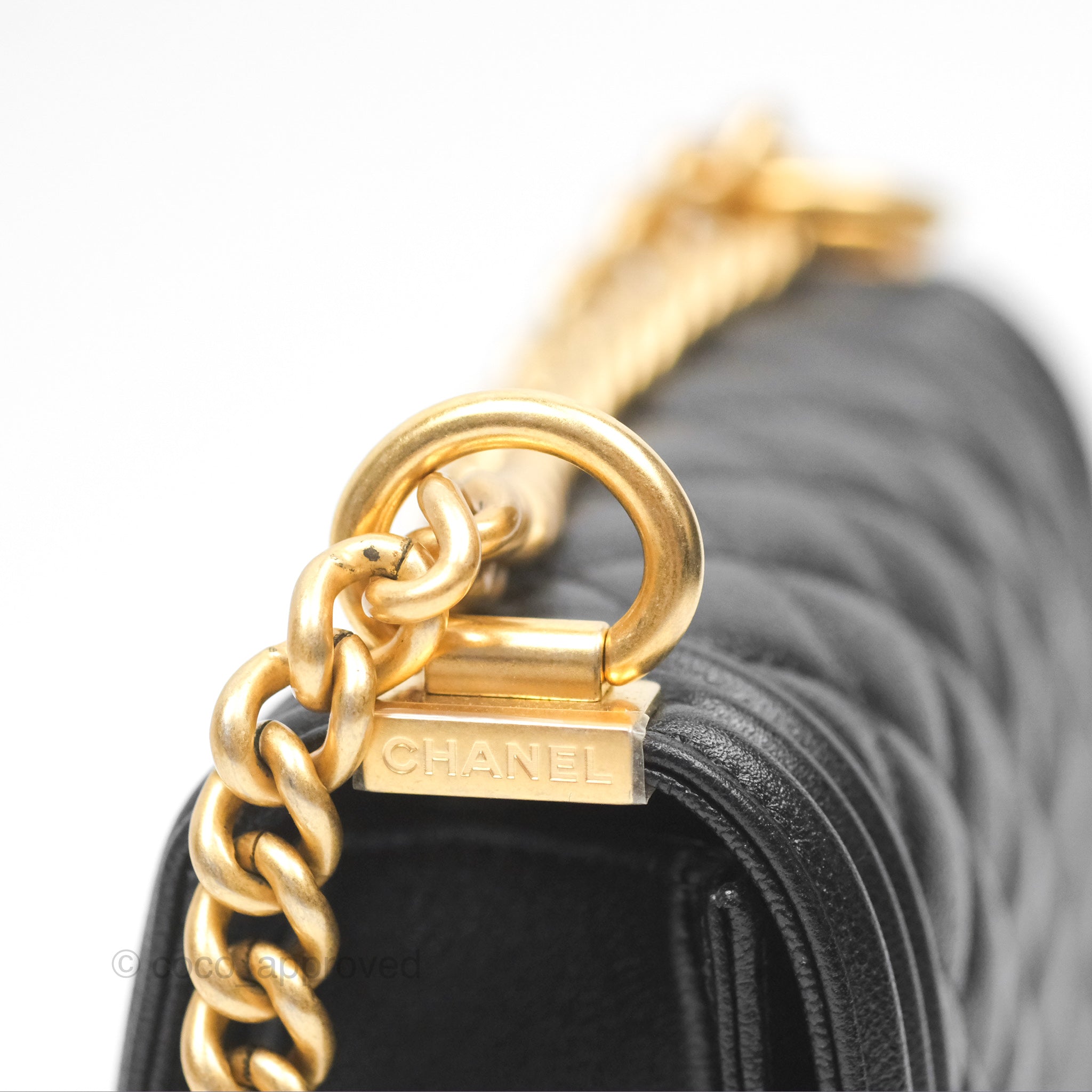Chanel Boy Messenger Bag Black Caviar Leather with Aged Gold Hardware - Luxury Crossbody Bag for Women, Perfect for Work, Travel and Everyday Use