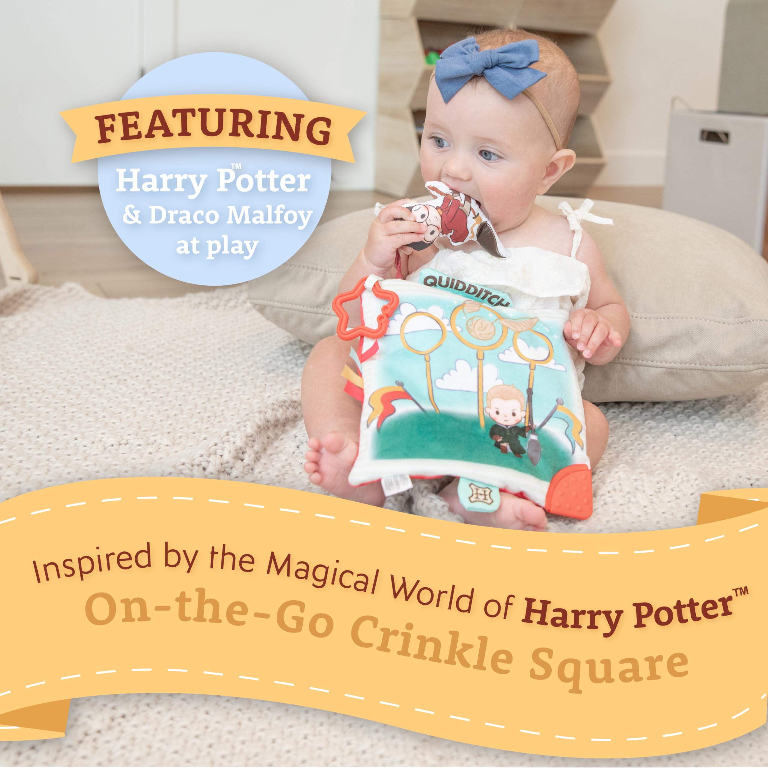 Harry Potter Baby Teething Toys for 3-6 Months - Soft Quidditch Plush Minky Fabric Sensory Teether & Learning Toy for Infants | Hogwarts Magic Inspired Baby Gift for Newborns & Toddlers | Perfect for Soothing Sore Gums & Early Childhood Development