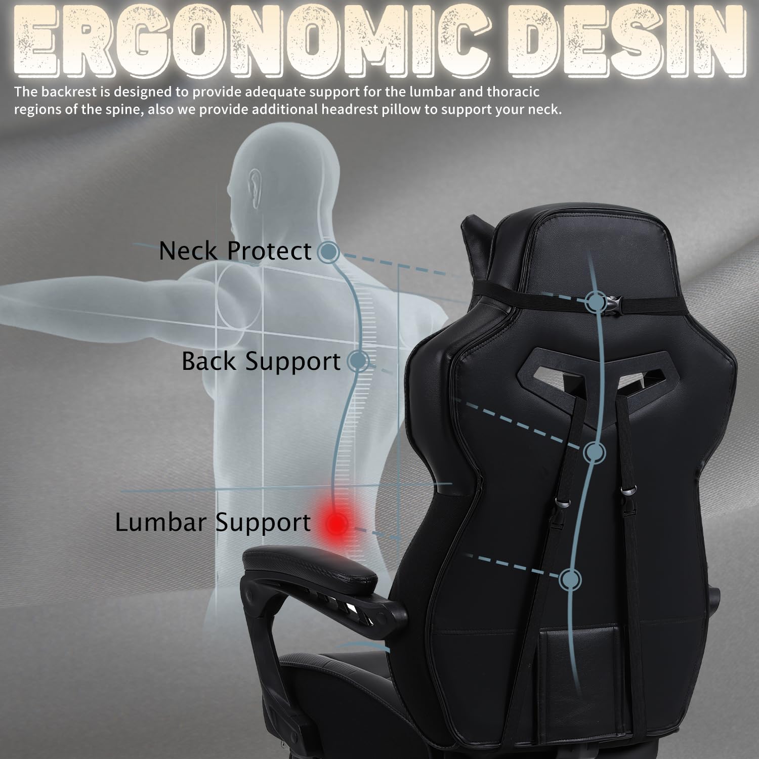 Vonesse Ergonomic Gaming Chair for Adults - High Back Computer Chair with Adjustable Footrest & Lumbar Massage, Reclining Office & Gaming Chair for Big & Tall Users (Cyan/Black) - Perfect for PC Gaming, Home Office & Esports Setup