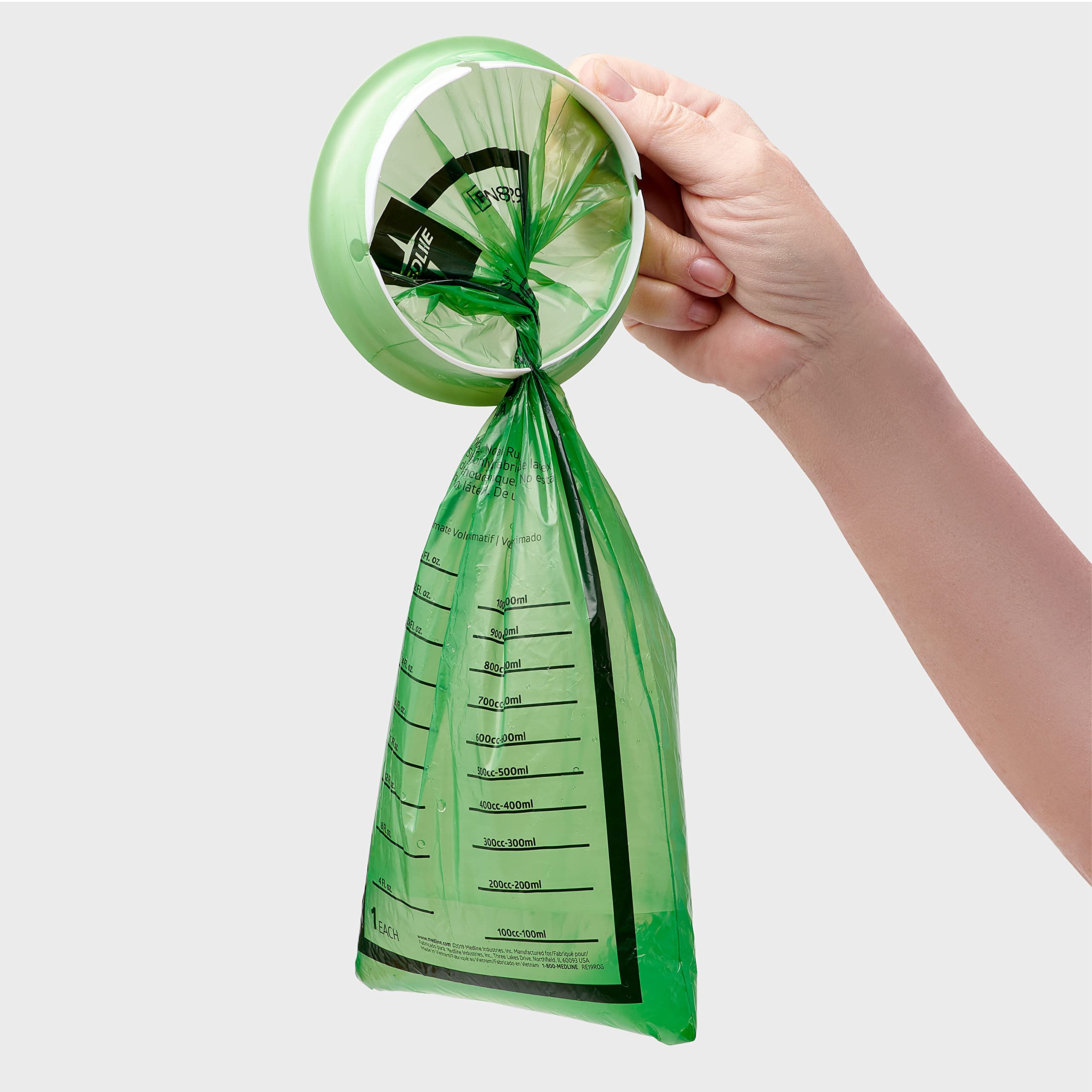 Medline Green Disposable Vomit Bags with Graduated Markings - 144 Count Case for Motion Sickness, Travel & Emergency Use in Cars, Boats, Planes & Urgent Care Facilities