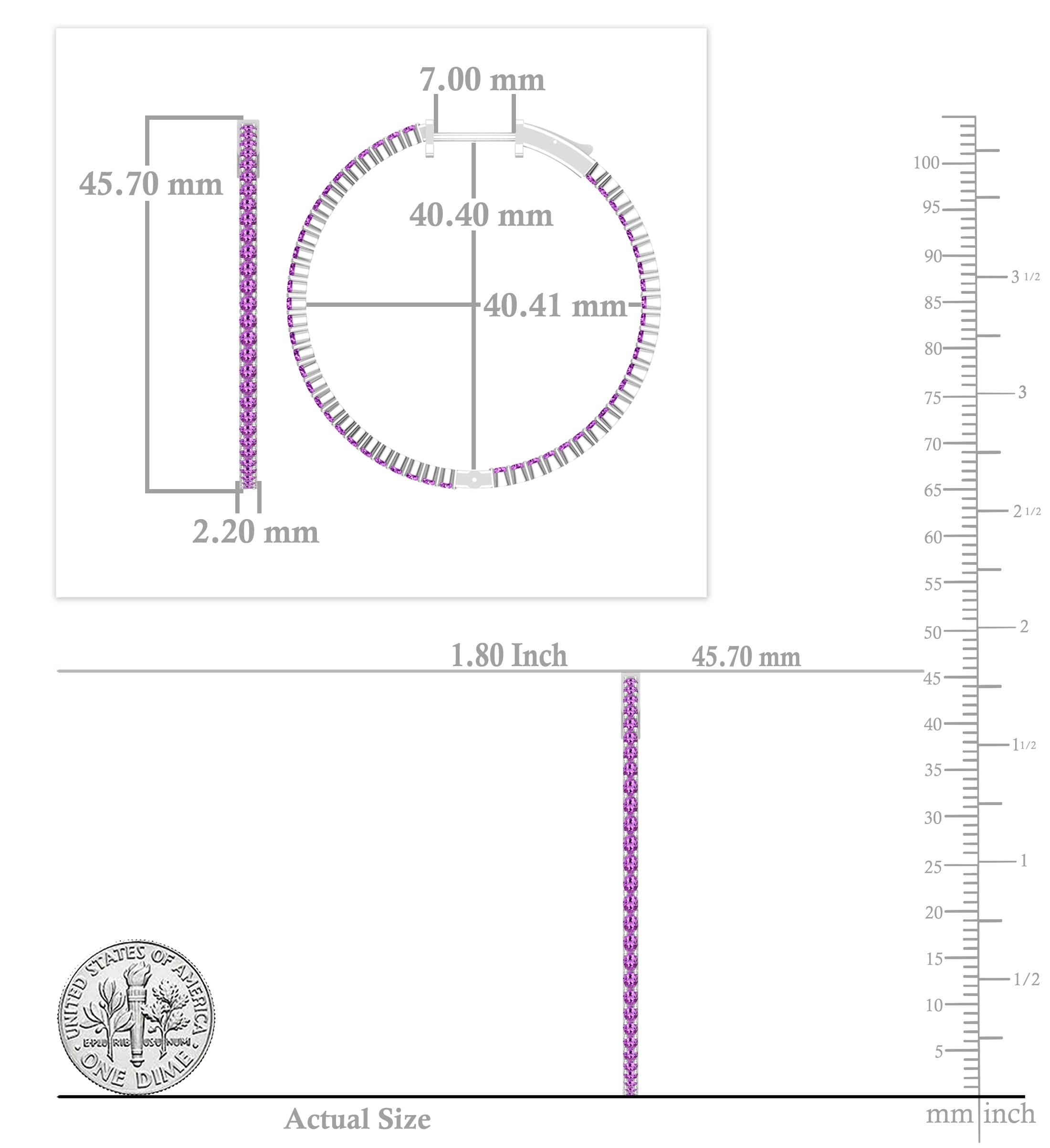 Dazzlingrock Collection Round Gemstone & Diamond Hinged Hoop Earrings for Women - 14K Solid Gold Inside-Out Design | Perfect for Everyday Wear, Parties & Special Occasions