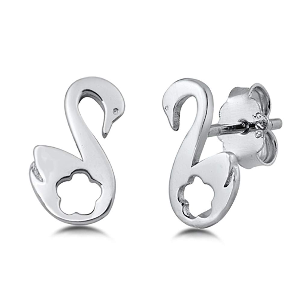 Sterling Silver Swan Stud Earrings for Women - Elegant & Hypoallergenic Jewelry Gift for Birthday, Anniversary, or Valentine's Day - Perfect for Everyday Wear & Special Occasions