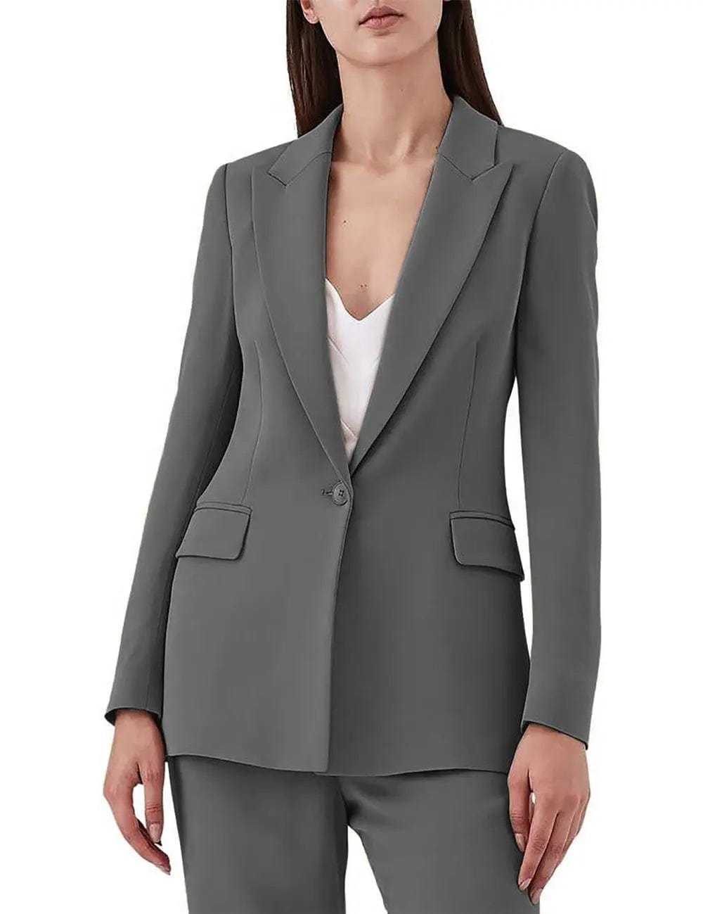 2-Piece Single Button Peak Lapel Women's Suits - Formal Business Attire for Office, Interviews & Professional Events