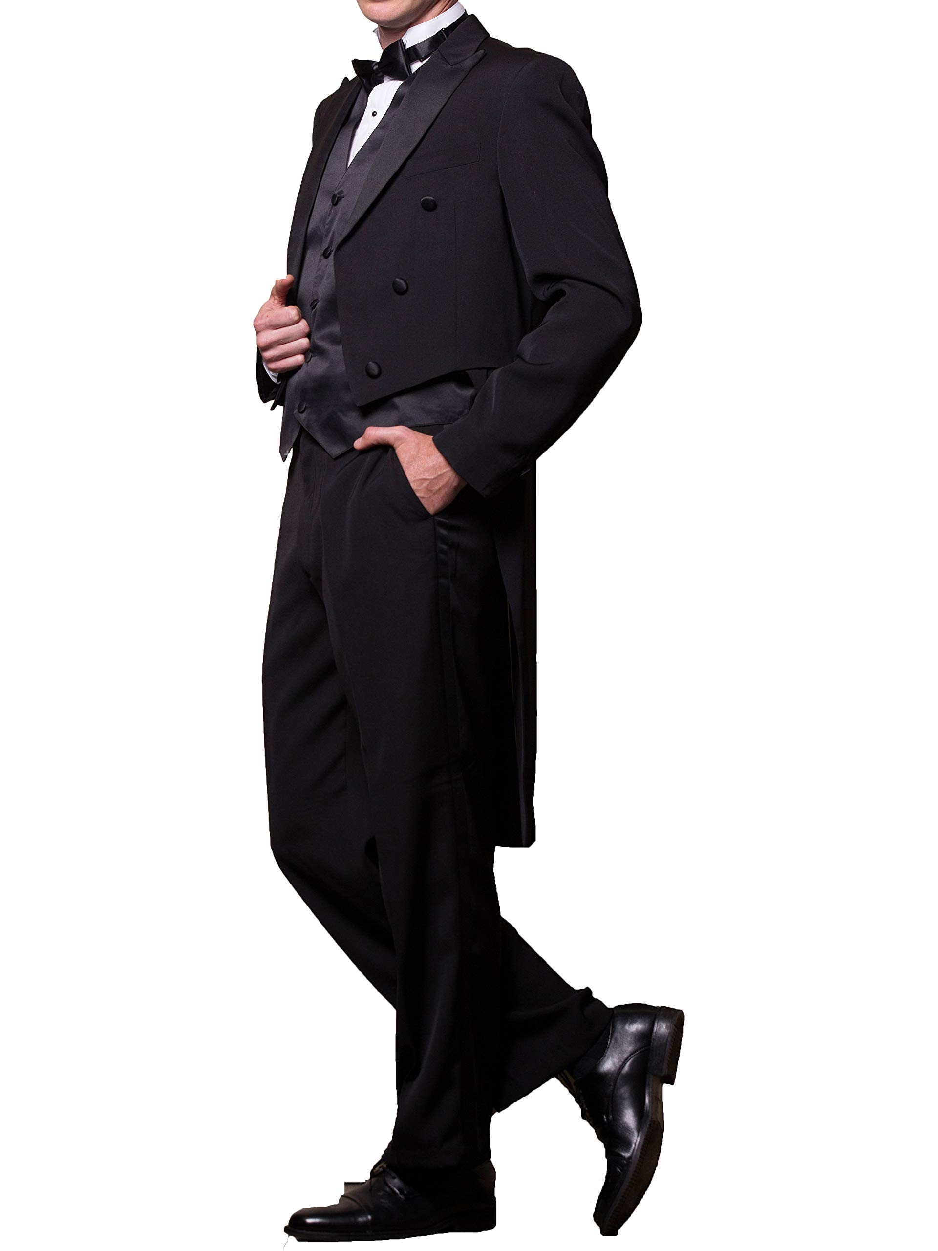 Elegant Black Tuxedo with Tails for Men - Formal Evening Wear for Weddings, Galas & Black Tie Events