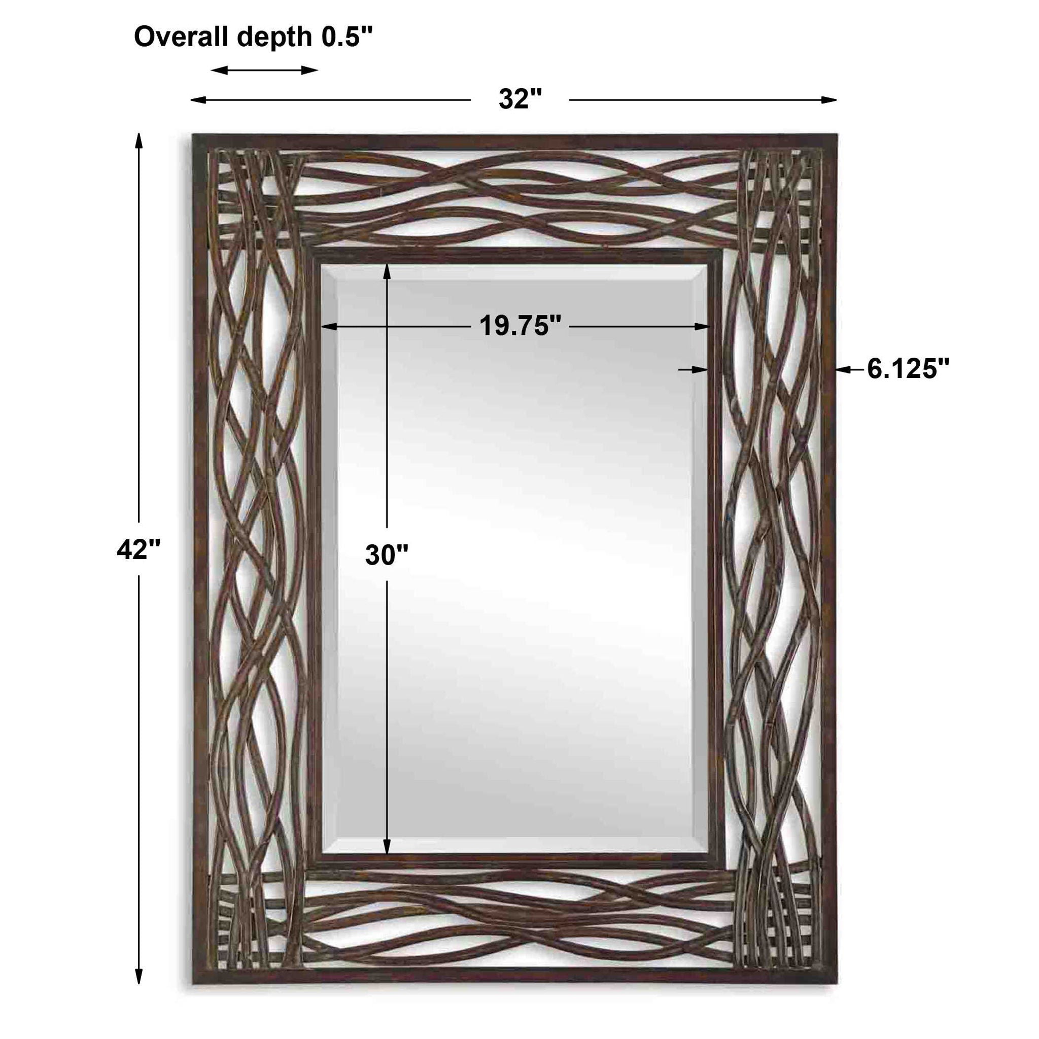 Dorigrass Brown Metal Mirror - Elegant Wall Decor for Living Room, Bedroom & Bathroom | Rustic Home Decor & Stylish Vanity Mirror
