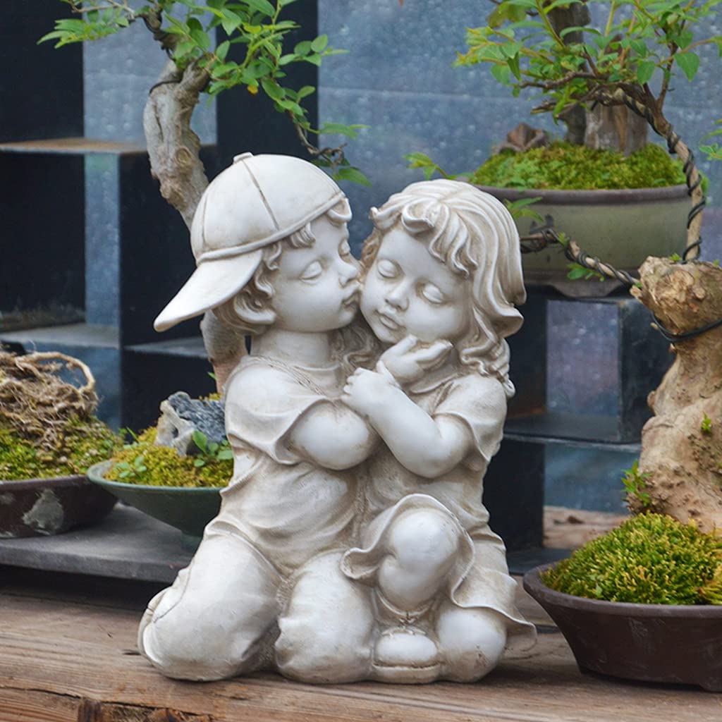 GKEKWMX Waterproof Resin Garden Decorations - Creative Cute Outdoor Statues for Lawn, Patio & Balcony | Durable Lawn Ornaments for Boys & Girls | Perfect for Garden Parties, Backyard Decor & Outdoor Weddings
