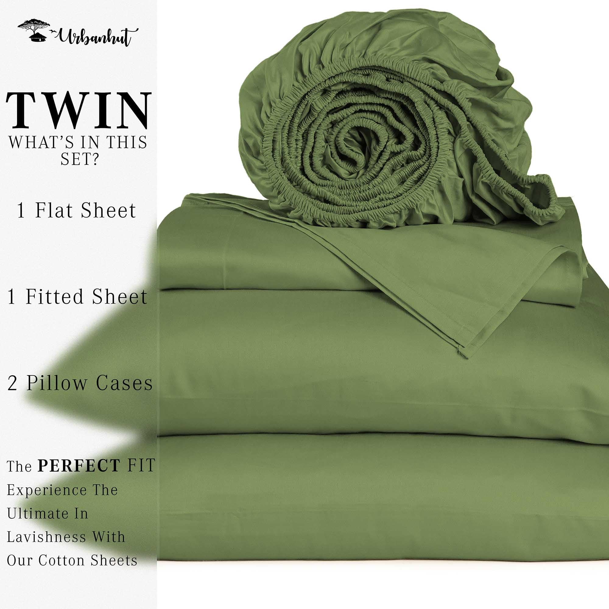 Premium 700 Thread Count Egyptian Cotton Twin Sheet Set - 4Pc Luxury Bed Sheets with Deep Pocket (14