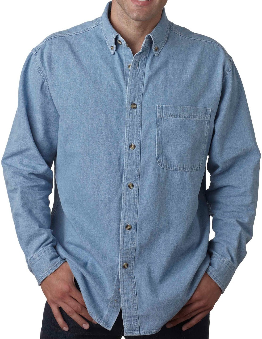UltraClub Big & Tall Men's Casual Cypress Denim Shirt - Relaxed Fit Button Down for Outdoor Activities & Everyday Wear