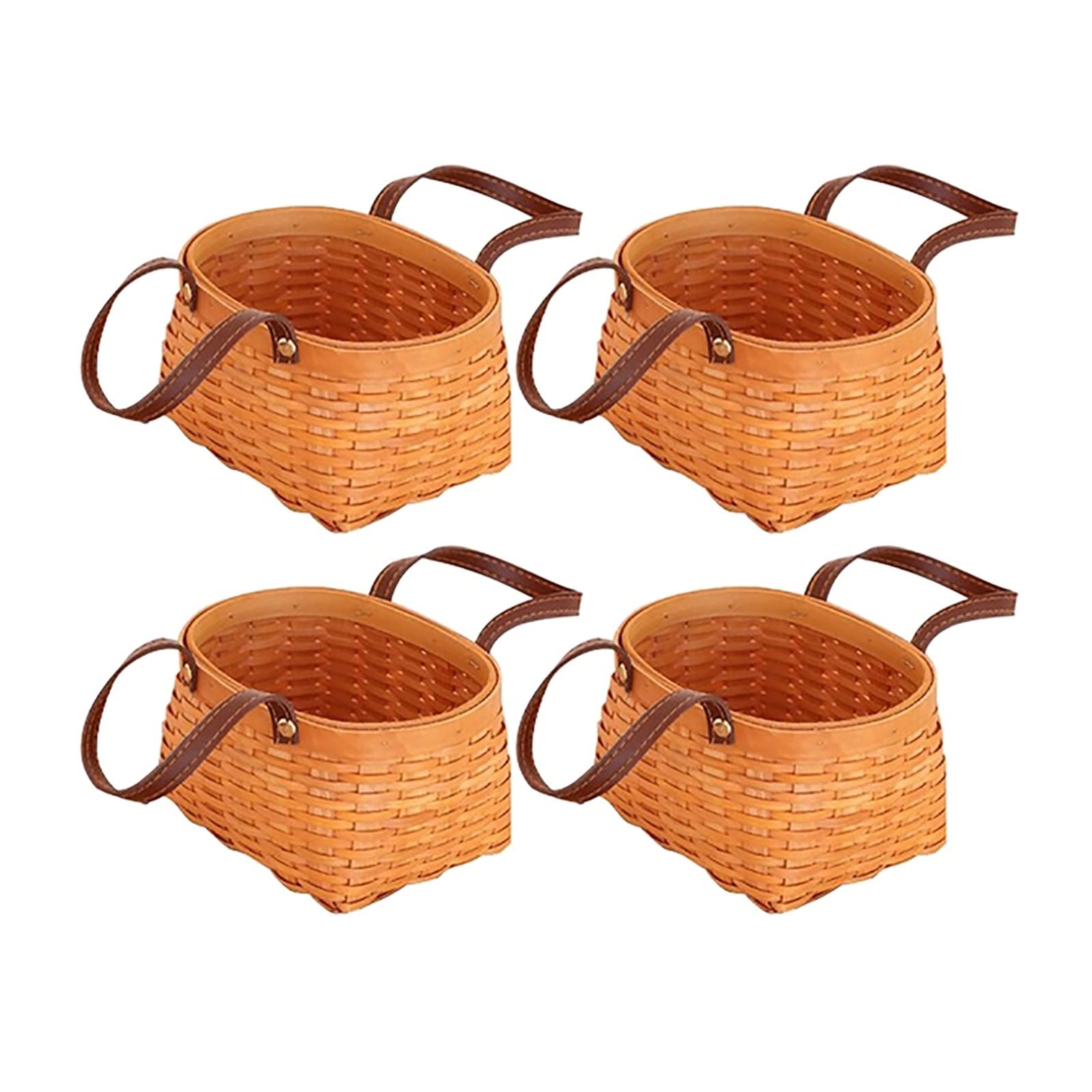 Natural Woven Bamboo Picnic Basket Set of 4 - Large Outdoor BBQ Party Storage Basket for Food, Fruits, Vegetables, Eggs & Flowers - Perfect for Picnics, Camping, Beach Trips & Garden Gatherings
