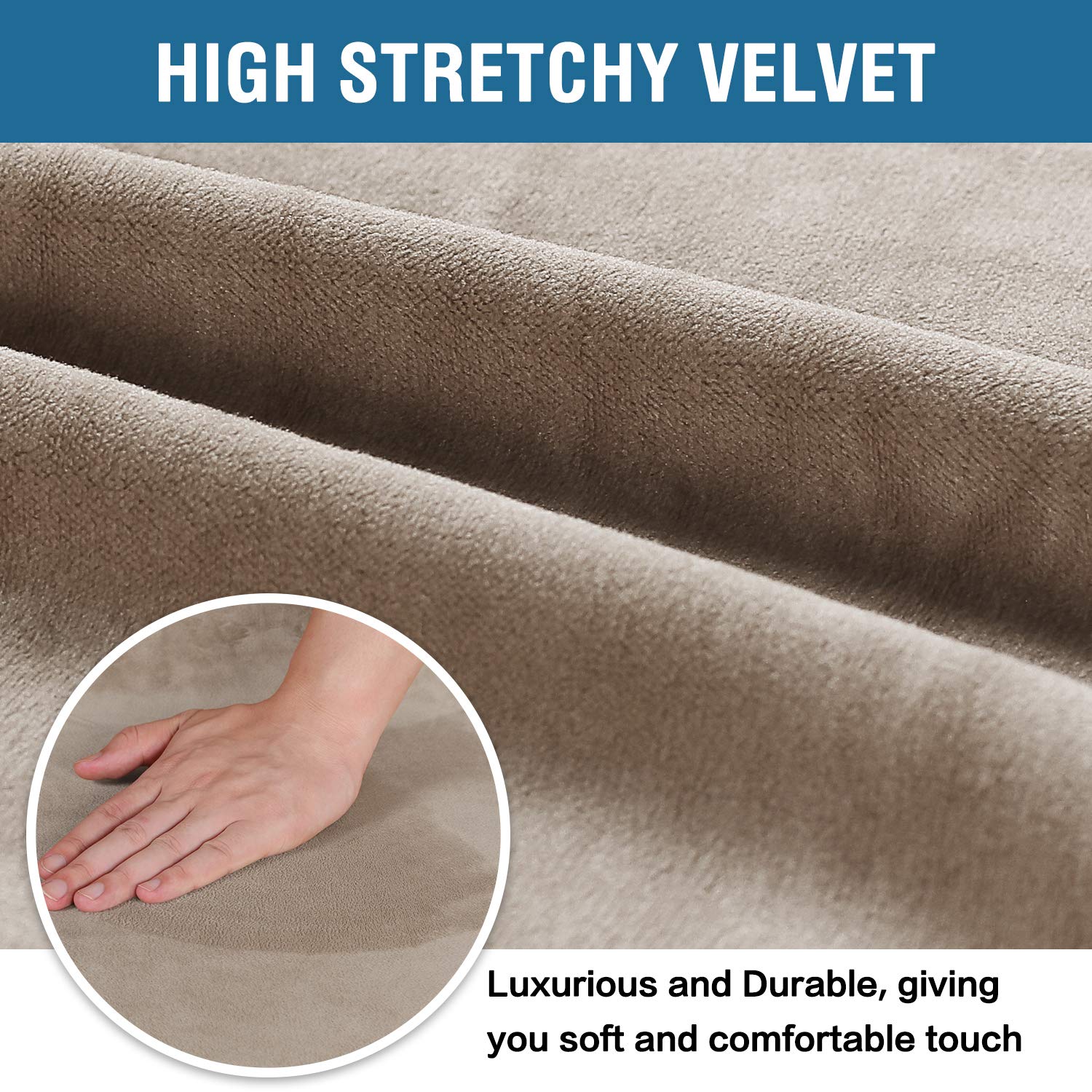 Stretchable Velvet Dining Chair Covers Set of 4 - Washable Parson Chair Slipcovers for Dining Room, Soft Thick Solid Fabric Protectors in Taupe | Perfect for Home Decor, Dinner Parties & Everyday Use