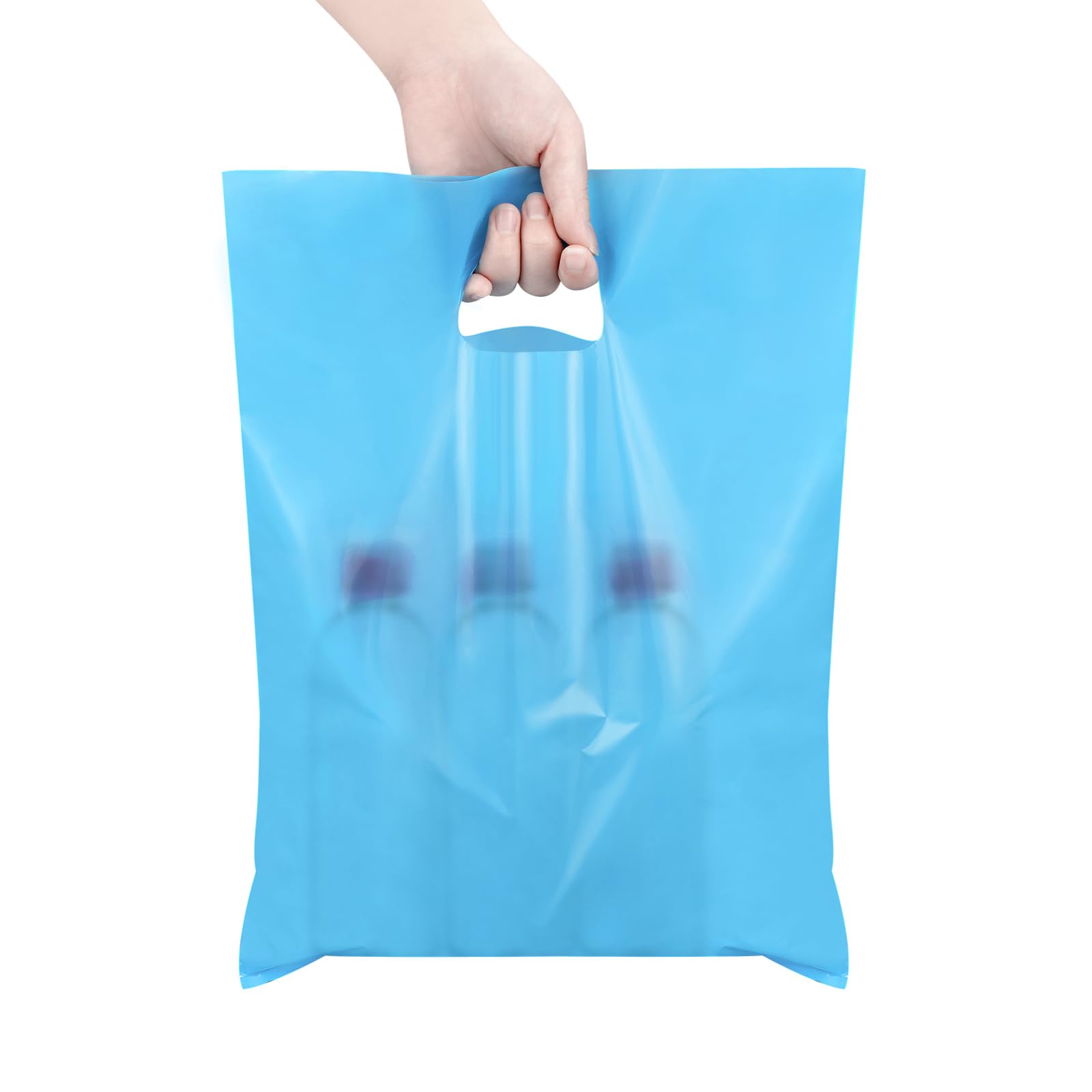 180 Pcs 12x15 Inch Plastic Shopping Bags with Handles - Bulk Wholesale Pink & Blue Glossy Retail Bags for Small Business, Boutique, Gift Wrapping, Party Favors & Merchandise Packaging