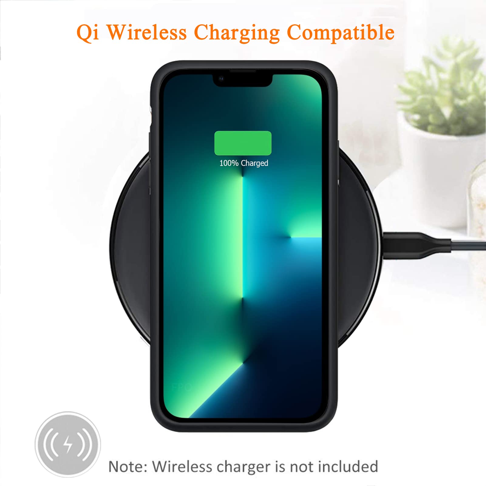10800mAh Wireless Charging Battery Case for iPhone 13 Pro Max (6.7 inch) - Rechargeable Portable Power Bank with CarPlay Support | Perfect for Travel, Work & Emergency Charging (Black)