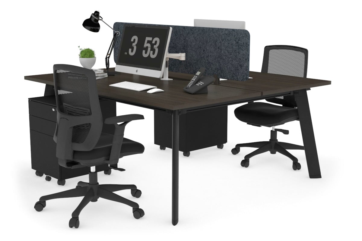2 Person Workstation Black Frame - 1400L x 800W with Cable Management | Dual Office Desk for Home & Business | Perfect for Shared Workspaces & Collaborative Environments