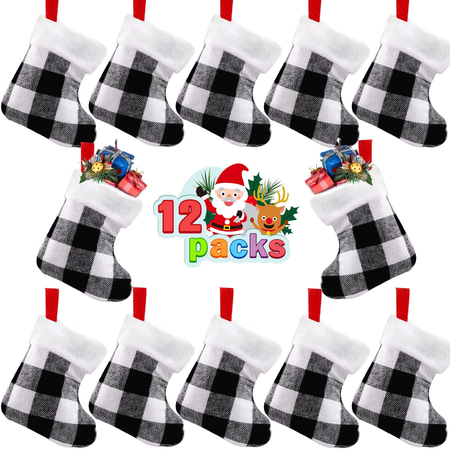12-Pack Mini Christmas Stockings - 7