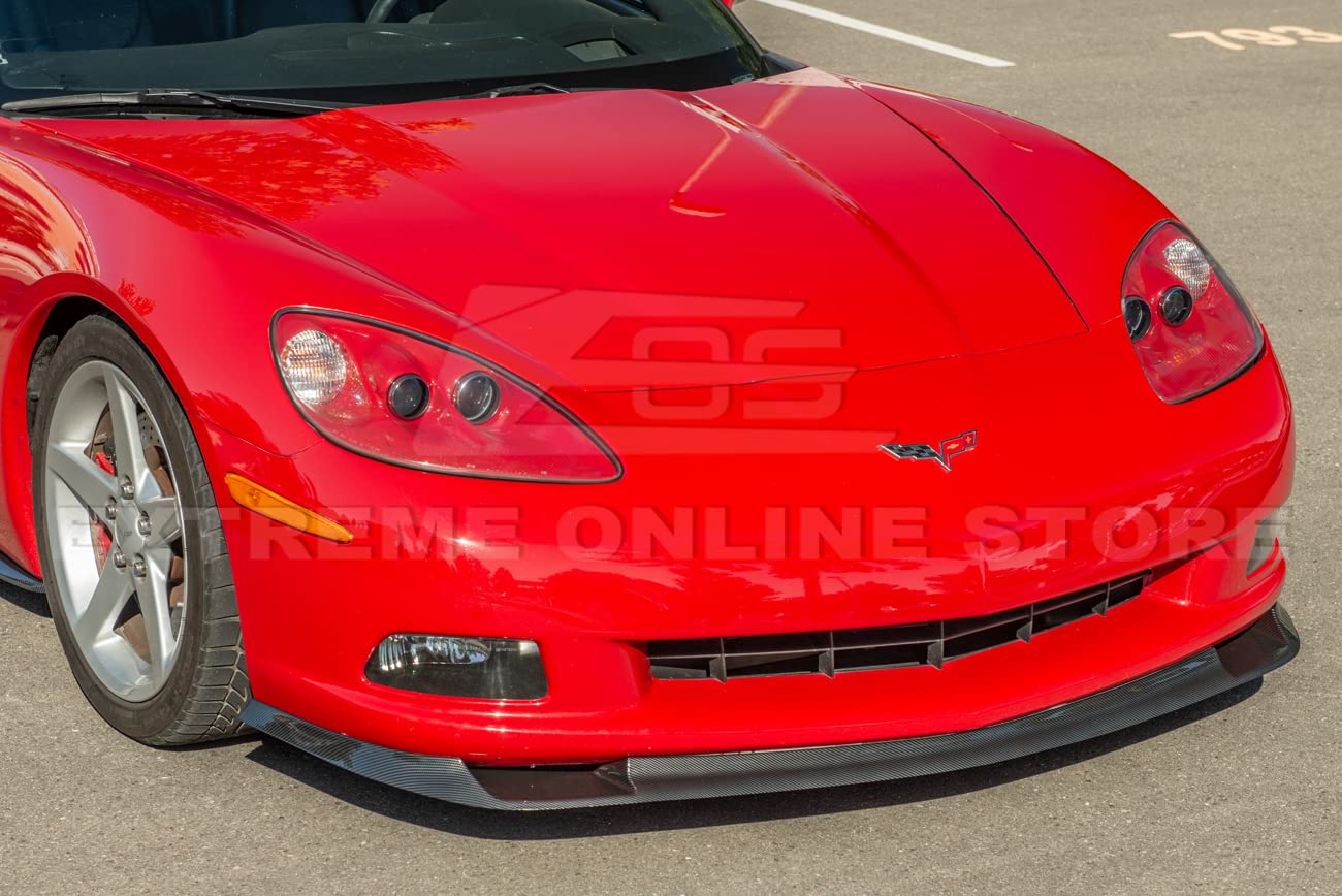 2005-2013 Chevrolet Corvette C6 Base & ZR1 Style Front Bumper Lower Lip Splitter - ABS Plastic Hydro-Dipped Carbon Fiber | Aerodynamic Upgrade for Enhanced Performance & Aggressive Look | Perfect for Car Shows, Racing & Street Style