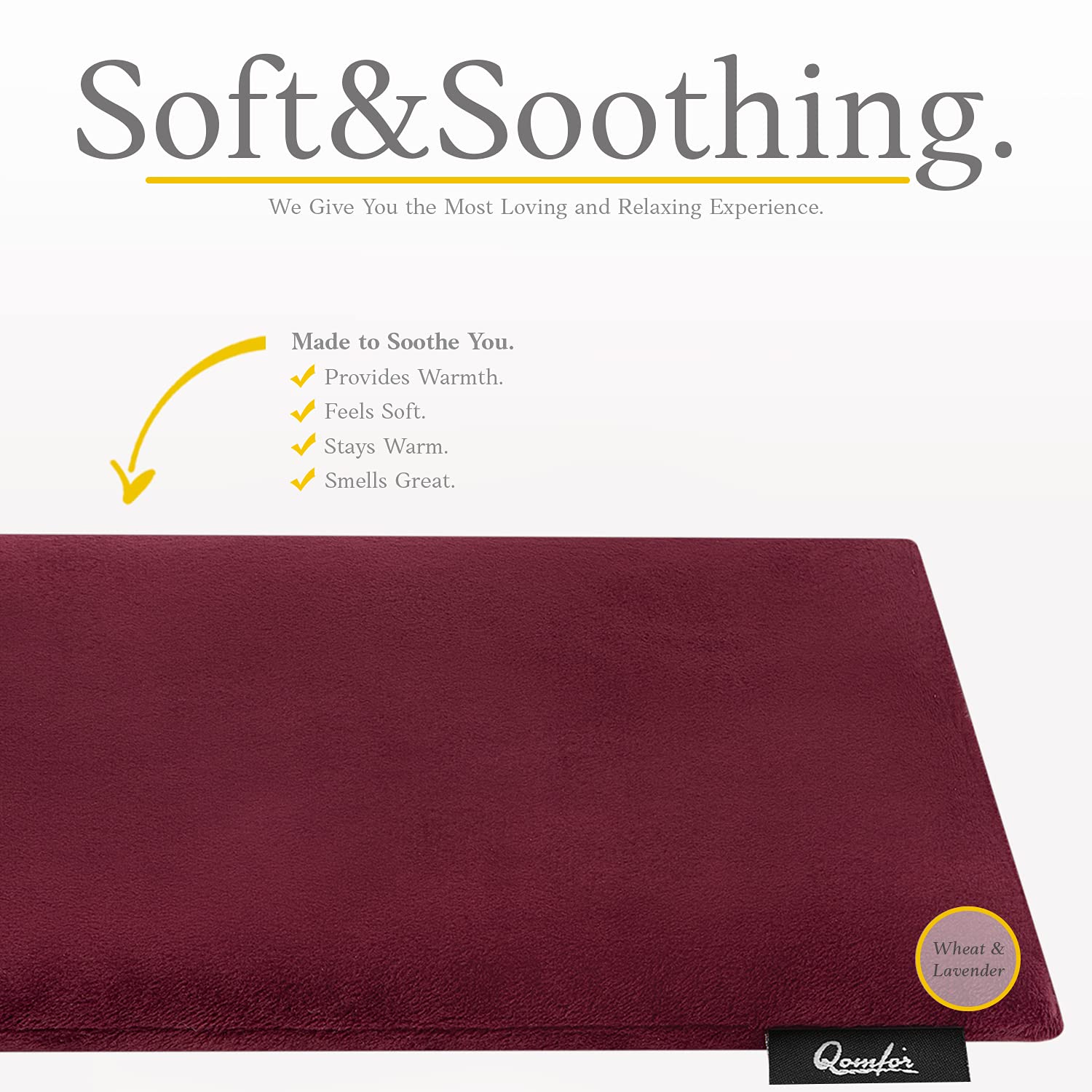 Qomfor Large Microwavable Heating Pad - Wheat Bag Heat Pack for Neck, Shoulder & Back Pain Relief - Reusable Lavender Scented Hot Pack for Arthritis, Period Cramps & Muscle Soreness - Perfect for Home, Office & Travel (Bordeaux)