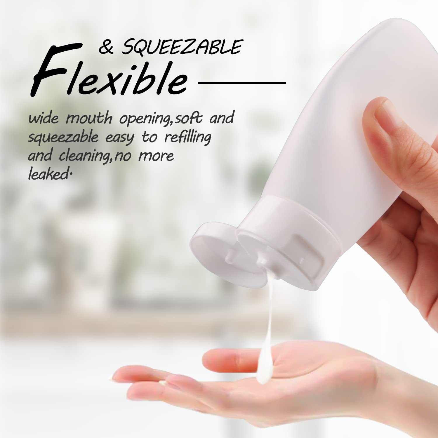 10 Pack 60ml/2oz Refillable Plastic Squeeze Tubes - Travel Bottles for Shampoo, Conditioner, Lotion & Toiletries | Translucent Frosted Soft Cosmetic Containers with Flip Top Lids | Perfect for Travel, Gym, Camping & Daily Use