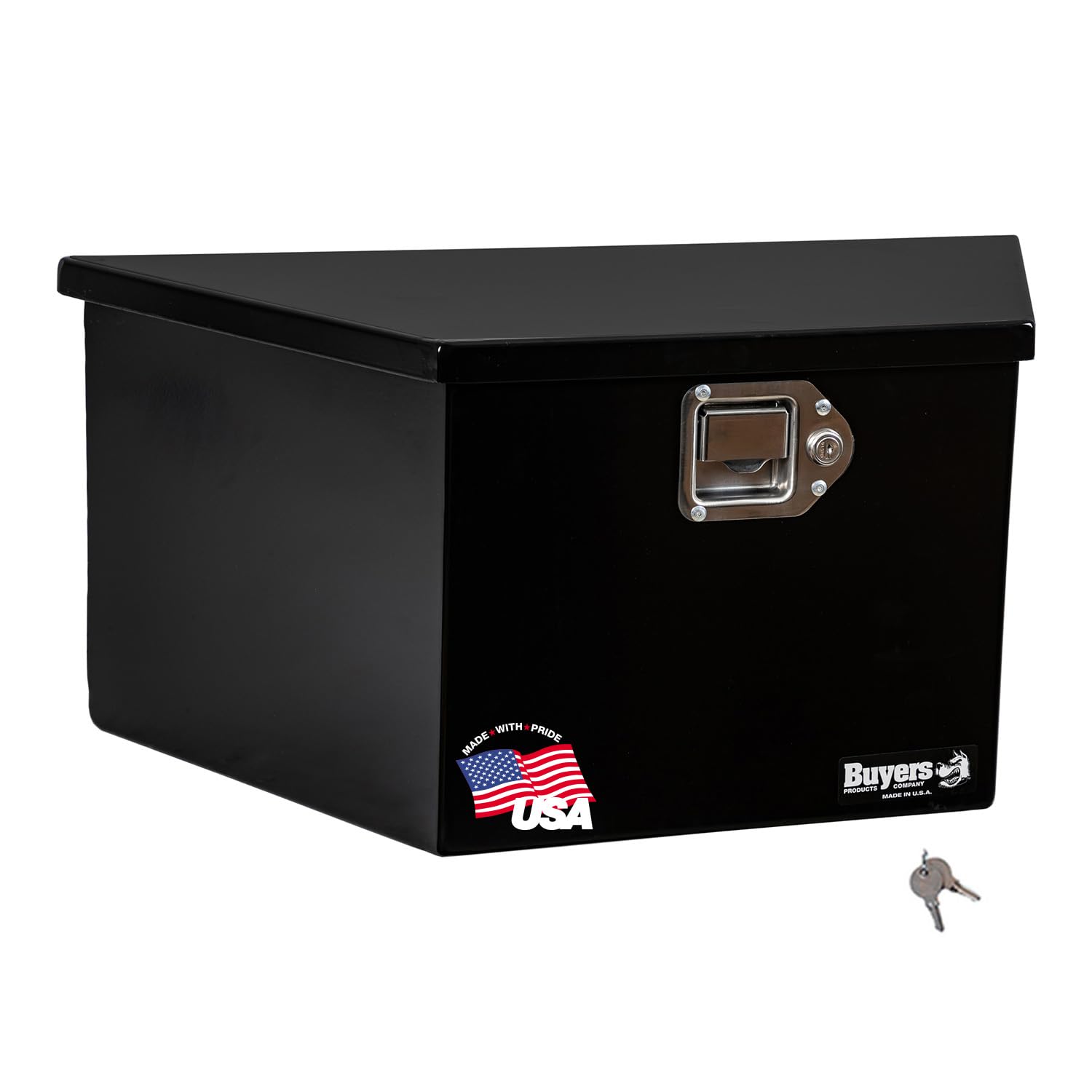 Buyers Products 1701281 Steel Trailer Tongue Box - 12.3 x 12.6 x 27.1 Inch Gloss Black Tool Storage Box | Made in USA | Heavy-Duty Organizer for Camping Gear, Tools & Trailer Accessories | Weatherproof Truck Bed & RV Storage Solution