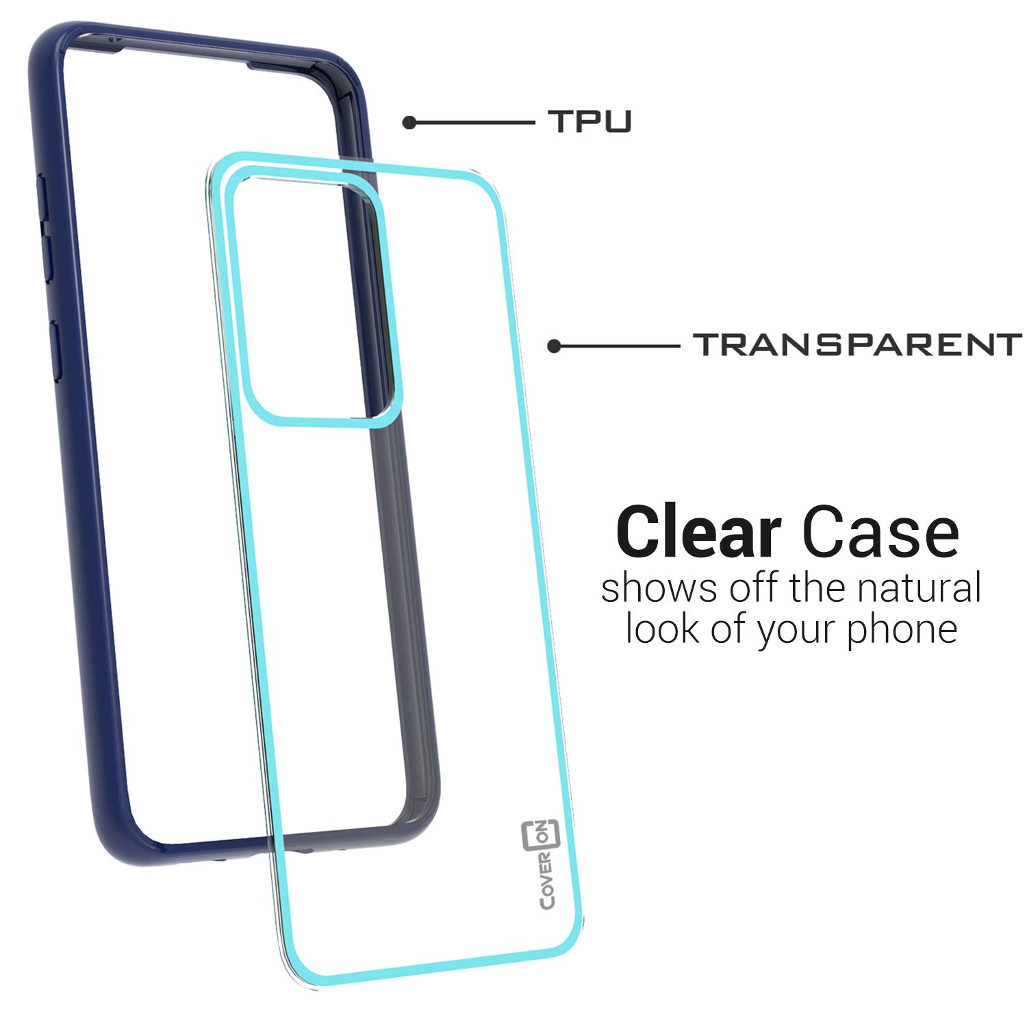 Premium Clear Samsung Galaxy S20 Ultra Case - CoverON Unity Series Protective Phone Cover (Navy Blue/Sky Blue) | Slim Shockproof Design for Everyday Protection & Style