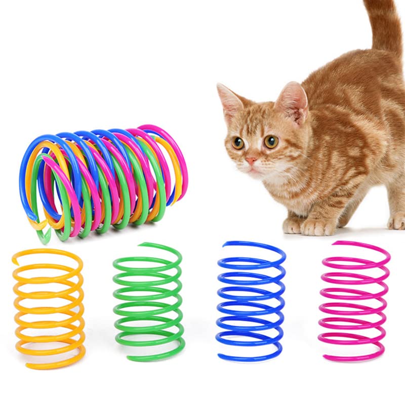4PCS Colorful Plastic Cat Springs - Interactive Cat Toys for Kittens, Bounce Play & Training - Fun Indoor Play for Active Cats & Kittens