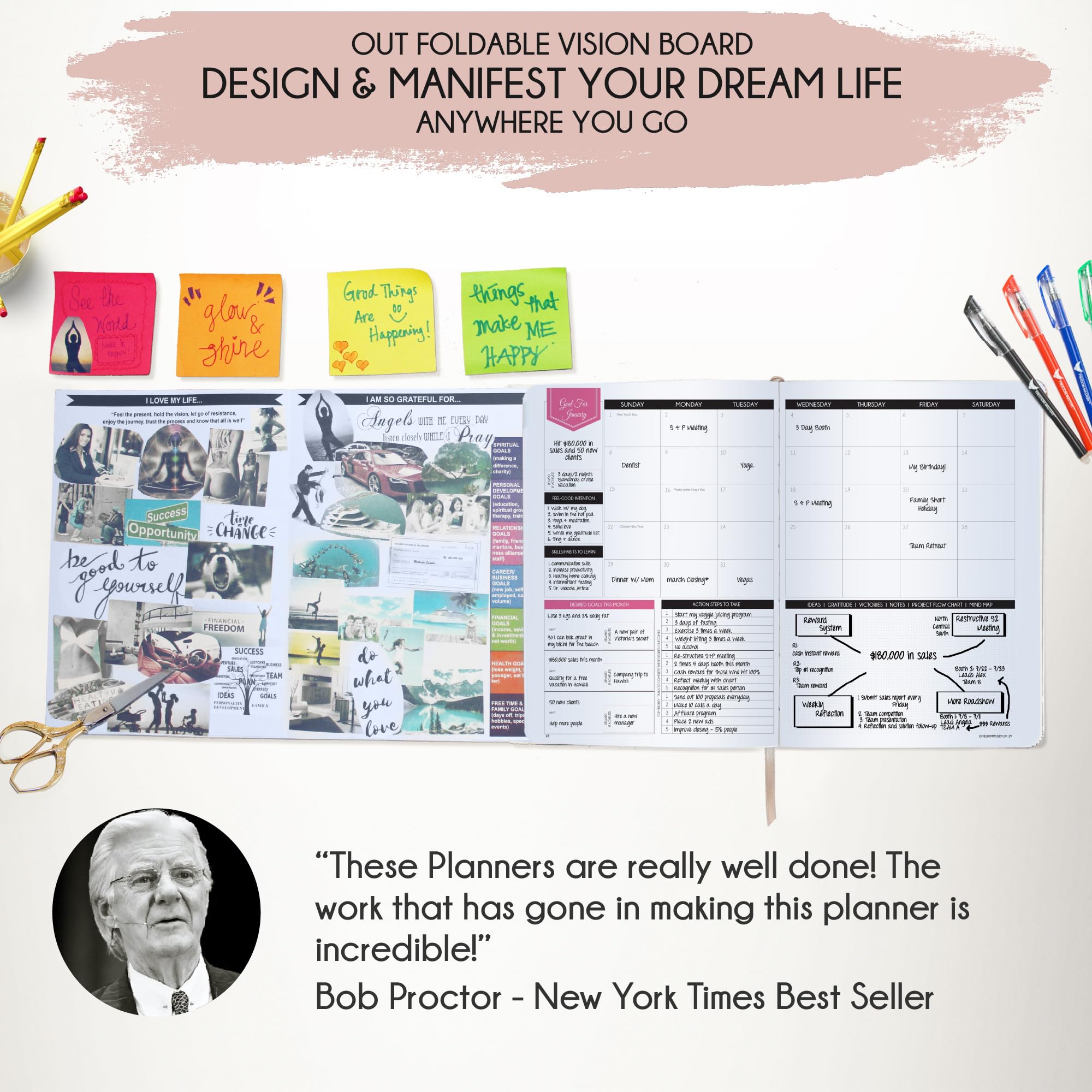 Law of Attraction Planner 2025 - Daily, Weekly & Monthly Goal Setting Journal with Productivity Tracker | 12-Month Life Organizer with Gratitude Pages, Foldable Vision Board, Stickers & Gift Box | Perfect for Manifestation, Self-Care & Personal Growth