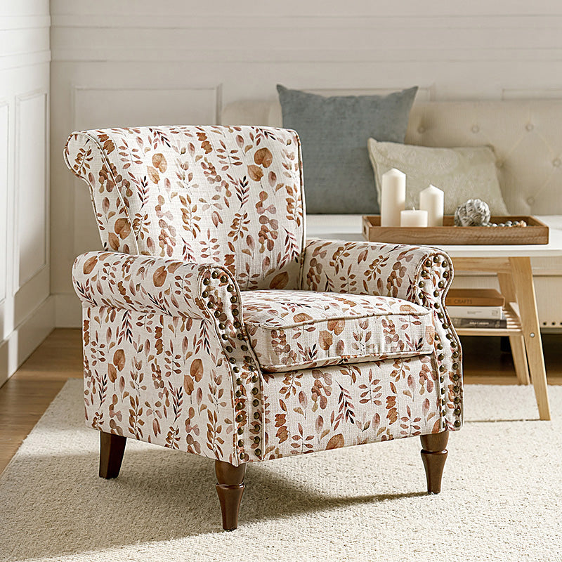 Artemisa Modern Floral Pattern Upholstered Armchair - Comfortable Living Room Accent Chair for Home Office & Lounge Decor