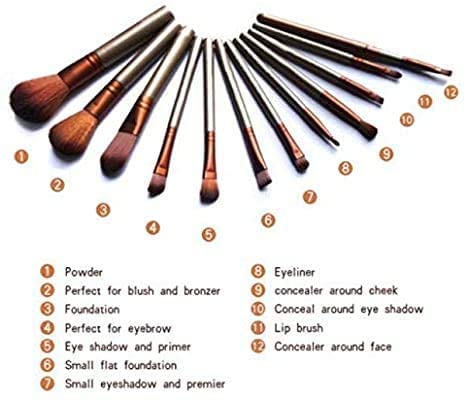 Beggie 12-Piece Makeup Brush Set - Foundation, Eyeshadow, Blush & More for Flawless Beauty