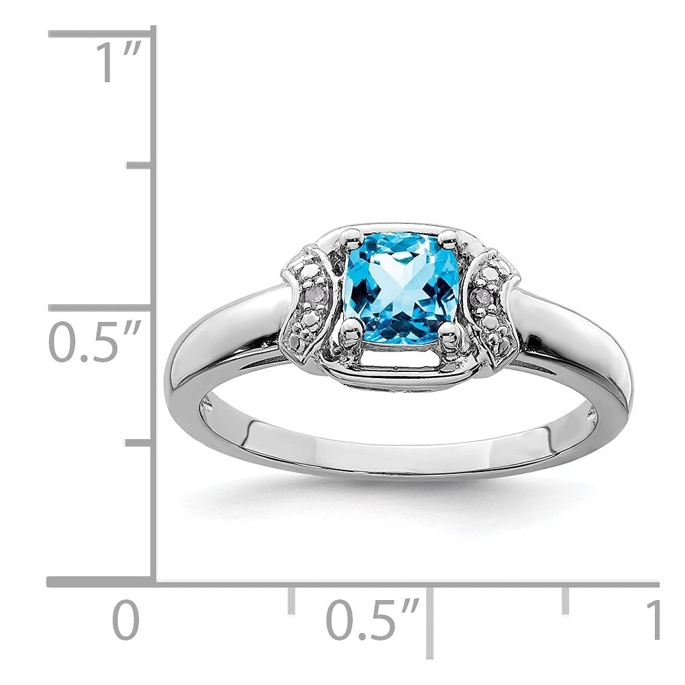 Diamond2Deal 925 Sterling Silver Diamond & Blue Topaz Engagement Ring (0.72ct) - Elegant Wedding Proposal, Anniversary Gift for Her