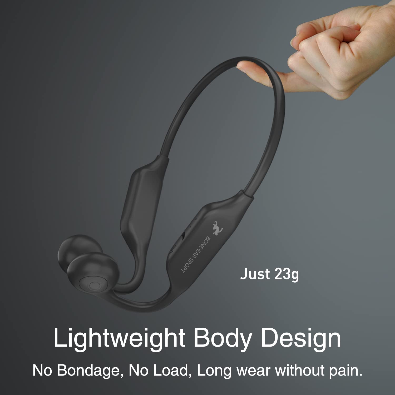 Doqo Open Ear Bone Conduction Headphones with MIC - Wireless Bluetooth 5.2 Sport Headset, IP65 Sweatproof for Running, Cycling, Hiking & Yoga - Comfortable for Workouts, Commuting & Outdoor Activities (Frosted Black)