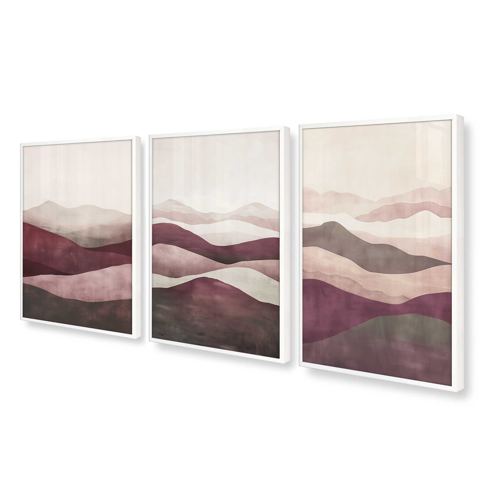 Garnet Whisper - Set of 3 Framed Wall Art Prints for Home Decor | Botanical Floral Paintings | Perfect for Living Room, Bedroom & Office Decor