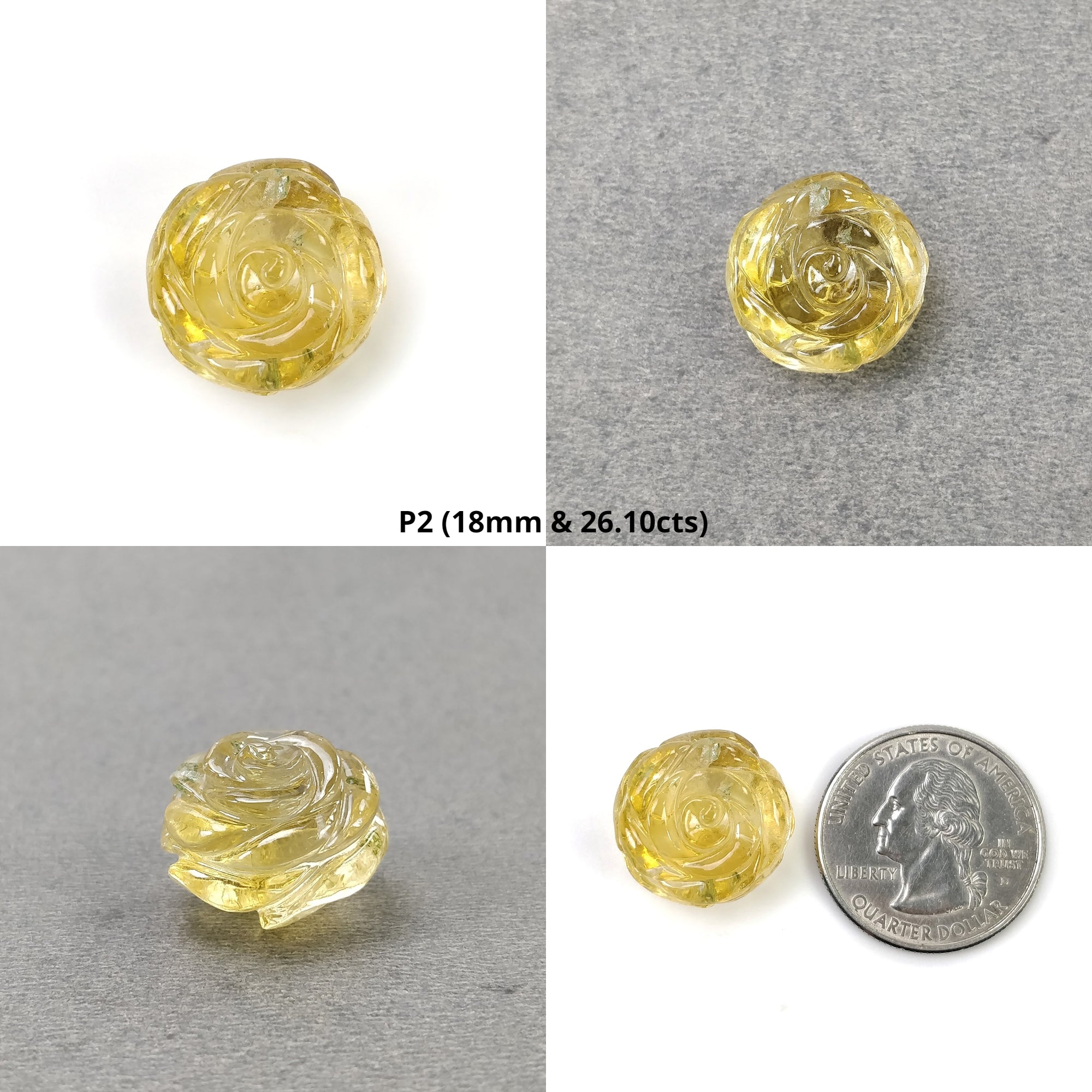 Natural Untreated Yellow Citrine Gemstone Hand-Carved Flower Round Shape - Healing Crystal for Meditation, Home Decor & Jewelry Making