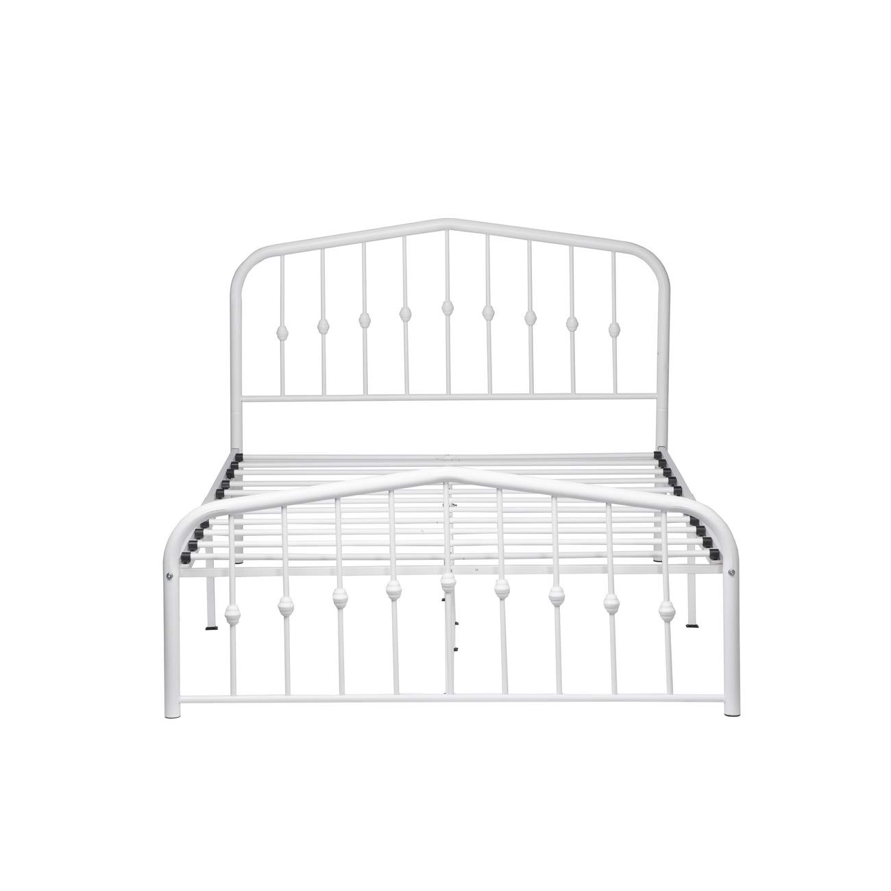 Full Metal Bed Frame Platform with Headboard & Footboard - Modern Design, No Box Spring Needed, Sturdy Steel Slat Support - White - Perfect for Master Bedroom, Guest Room & Dormitory