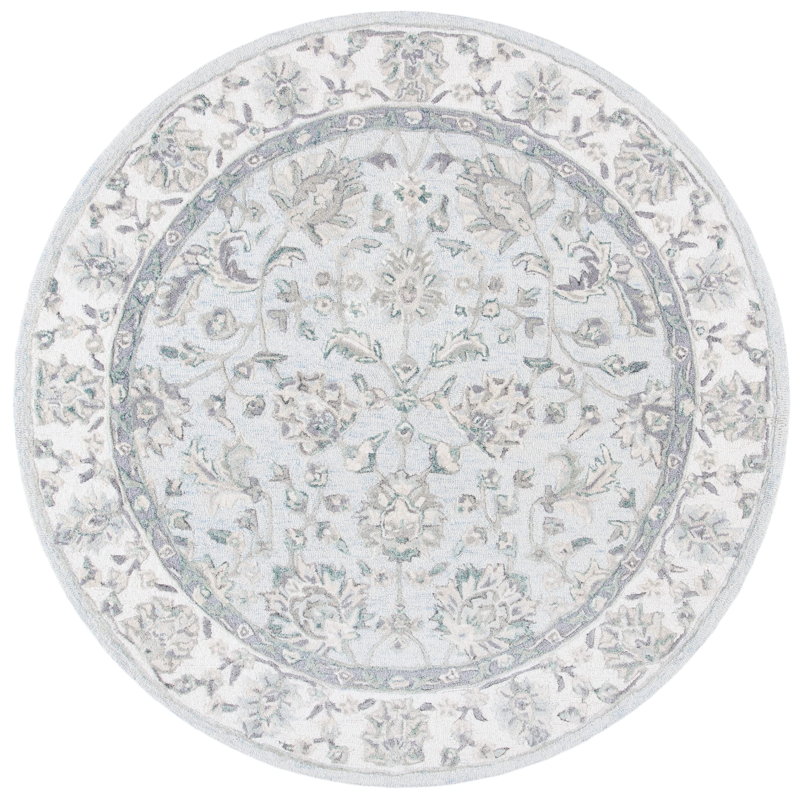 SAFAVIEH Glamour Collection 6-Foot Round Handmade Premium Wool Area Rug in Light Blue & Ivory - GLM628M | Perfect for Living Room, Bedroom, or Office Decor