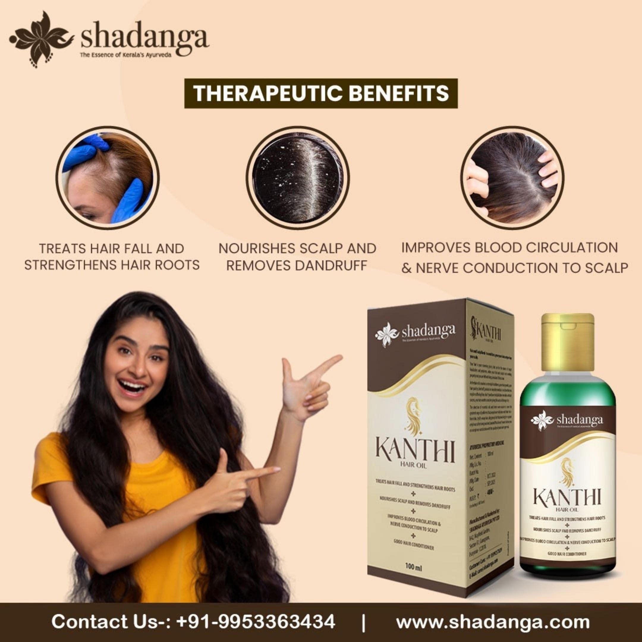 Shadanga Kanti Ayurvedic Hair Oil - 100ml | Natural Remedy for Hair Fall Control, Dandruff Treatment & Hair Growth | Nourishes Scalp, Strengthens Roots | Improves Blood Circulation & Nerve Health | Perfect for Daily Hair Care & Scalp Massage at Home