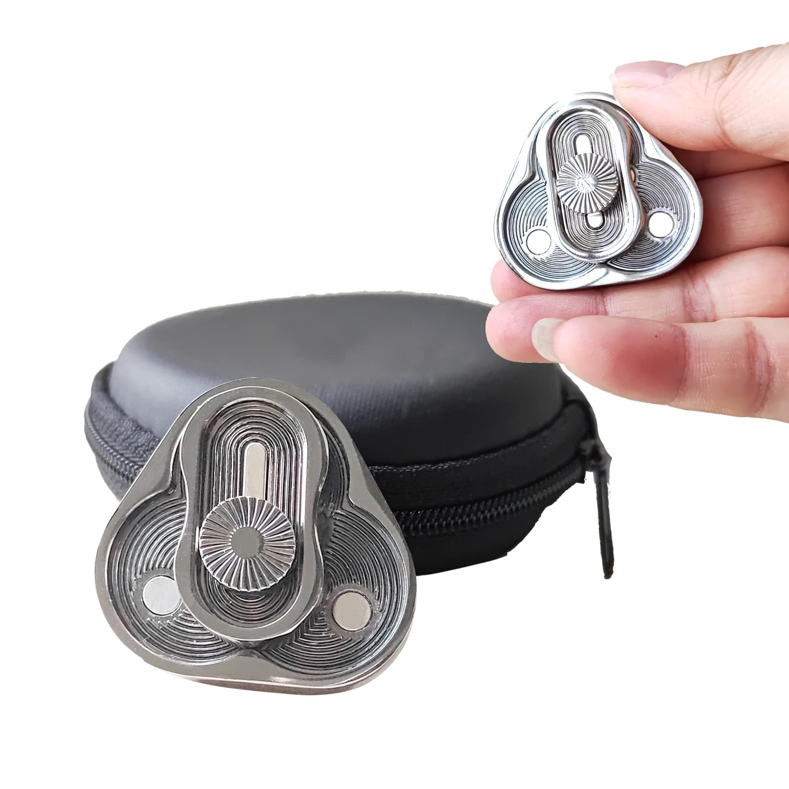 Premium Metal Fidget Slider - Triangle Rotation & Clover Shape EDC Stress Relief Toy for Adults with ADHD | Anxiety Reducing Office Desk Gadget | Perfect for Work, Study & Focus Enhancement (Silver)