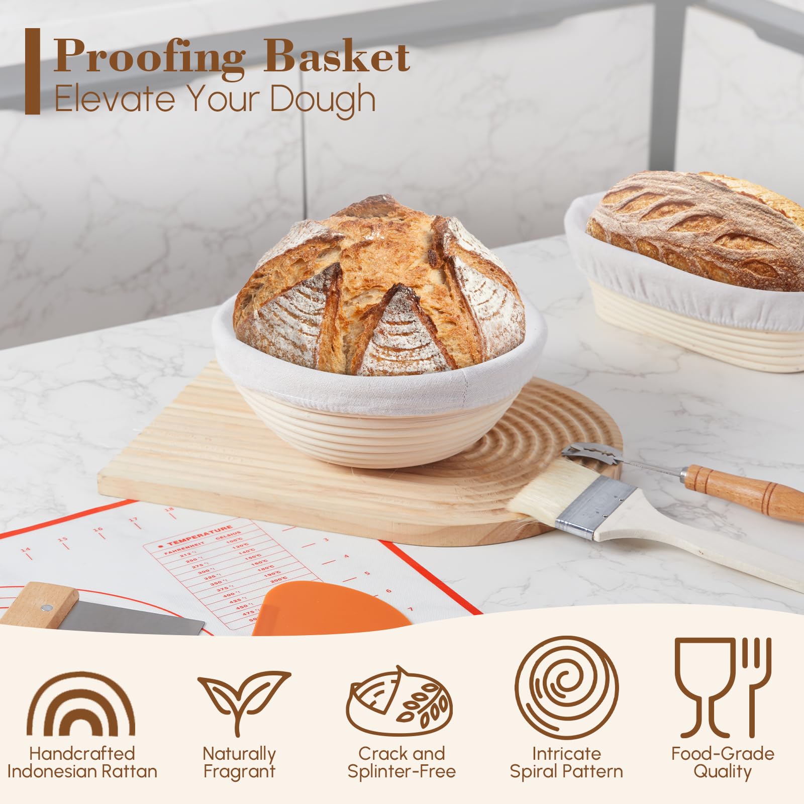 17-Piece Banneton Bread Proofing Basket Set - 9
