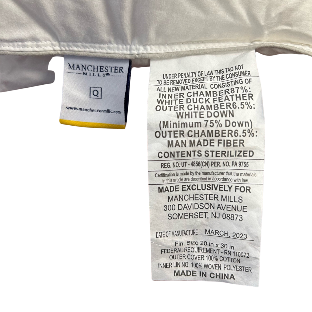 Temperloft ReNew Pillow with Down/Down Alternative Fill - Firm Support for Side & Back Sleepers - Perfect for Home, Hotel & Travel Use