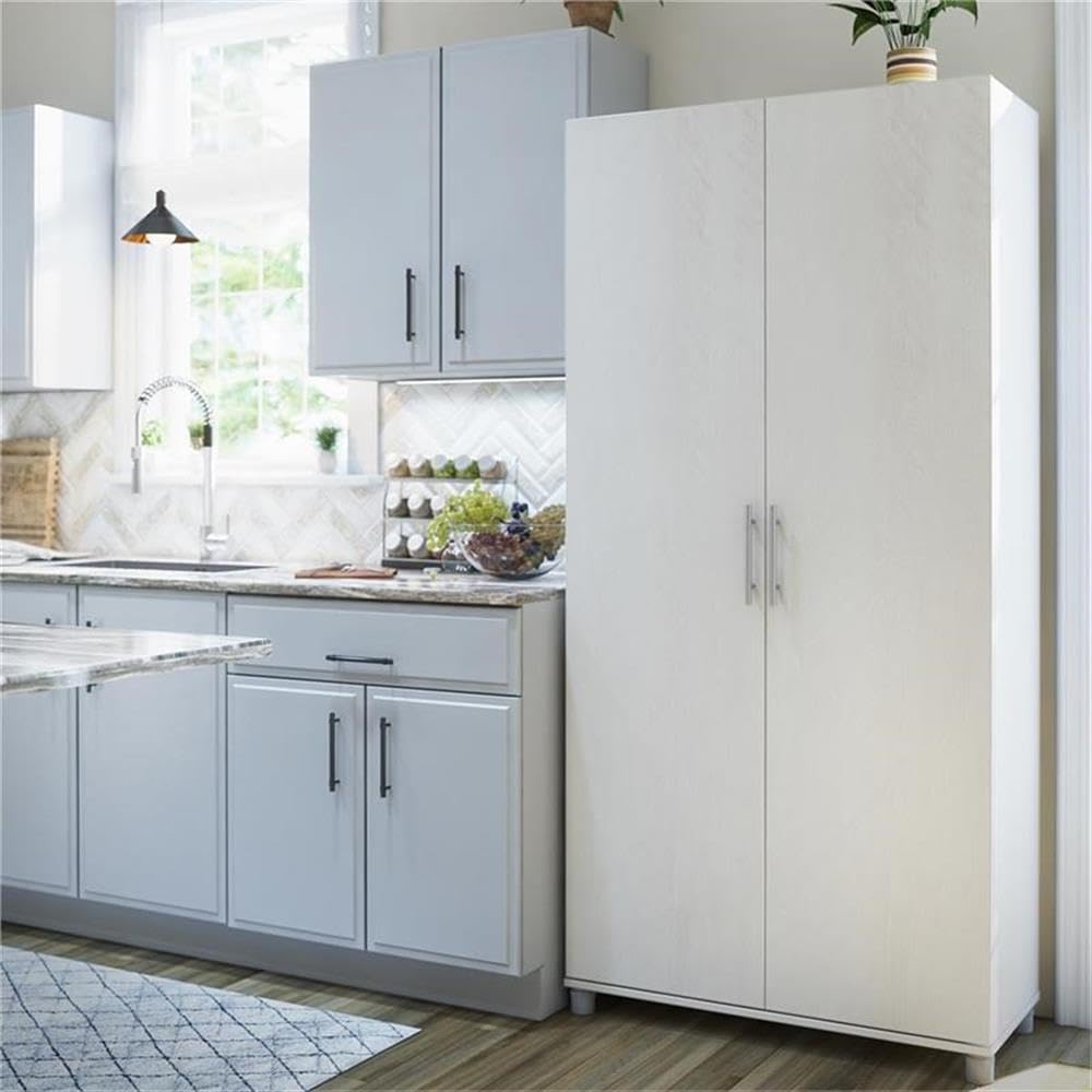 Systembuild Evolution Camberly 36-Inch Utility Storage Cabinet in Ivory Oak - Perfect for Garage, Laundry Room & Home Organization