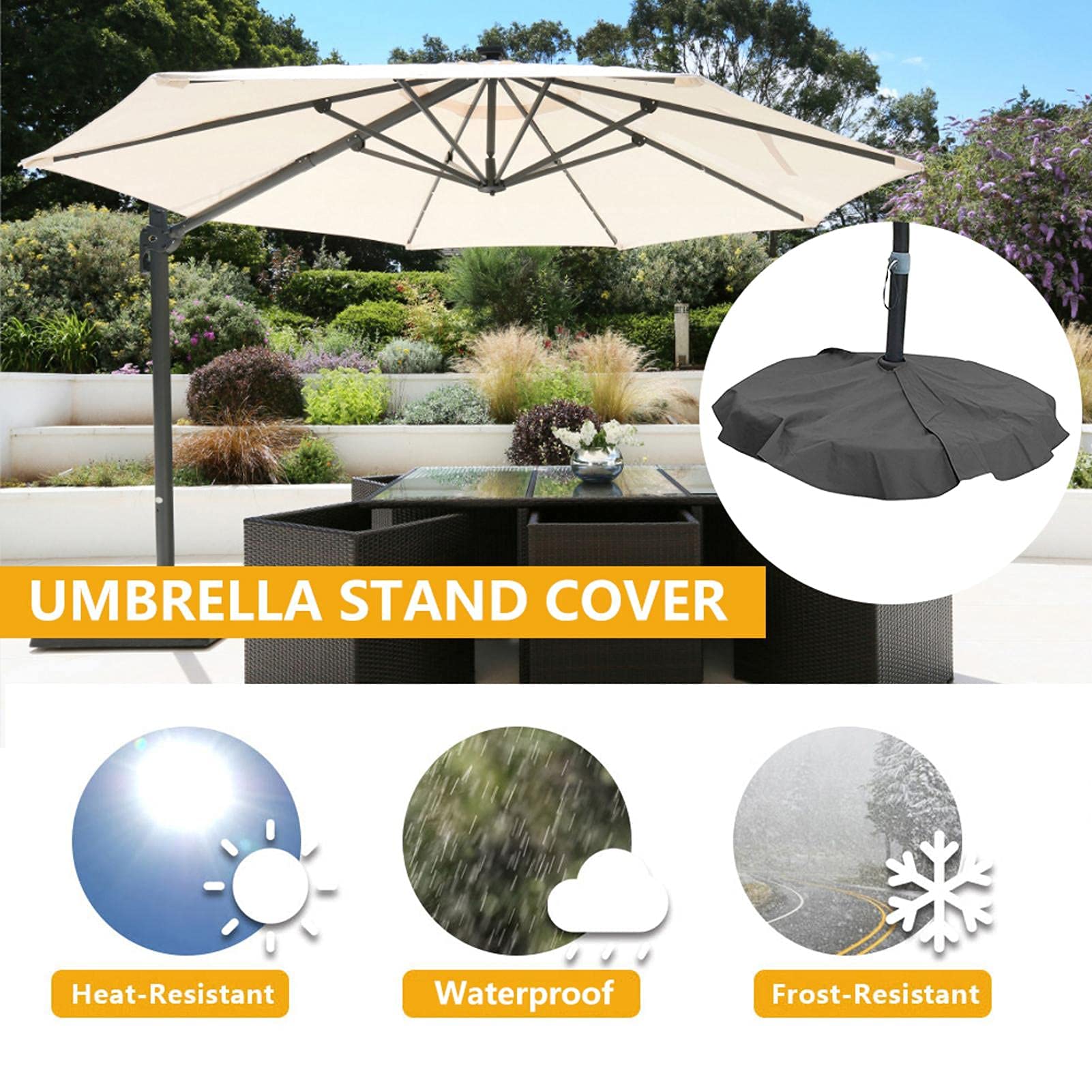 Successfun Round Umbrella Stand Cover - Waterproof Patio Umbrella Base Cover with UV Protection for Outdoor Use | Perfect for Backyard, Garden, and Poolside