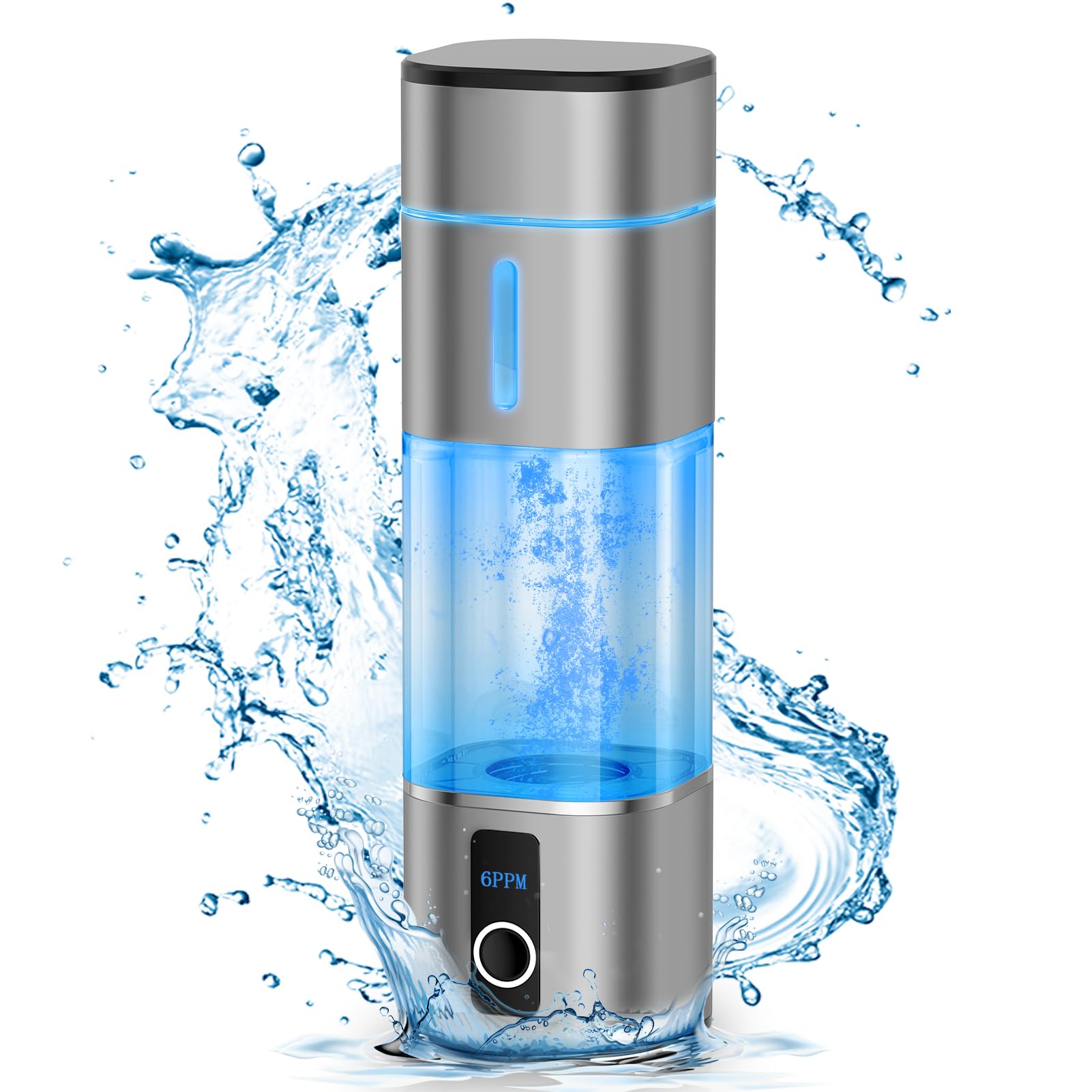 Premium Hydrogen Water Bottle Generator 6000-8000PPB - Portable Rechargeable Ionizer with LED Display, 2 Modes for Alkaline Water - Ideal for Office, Travel, Gym & Healthy Daily Hydration