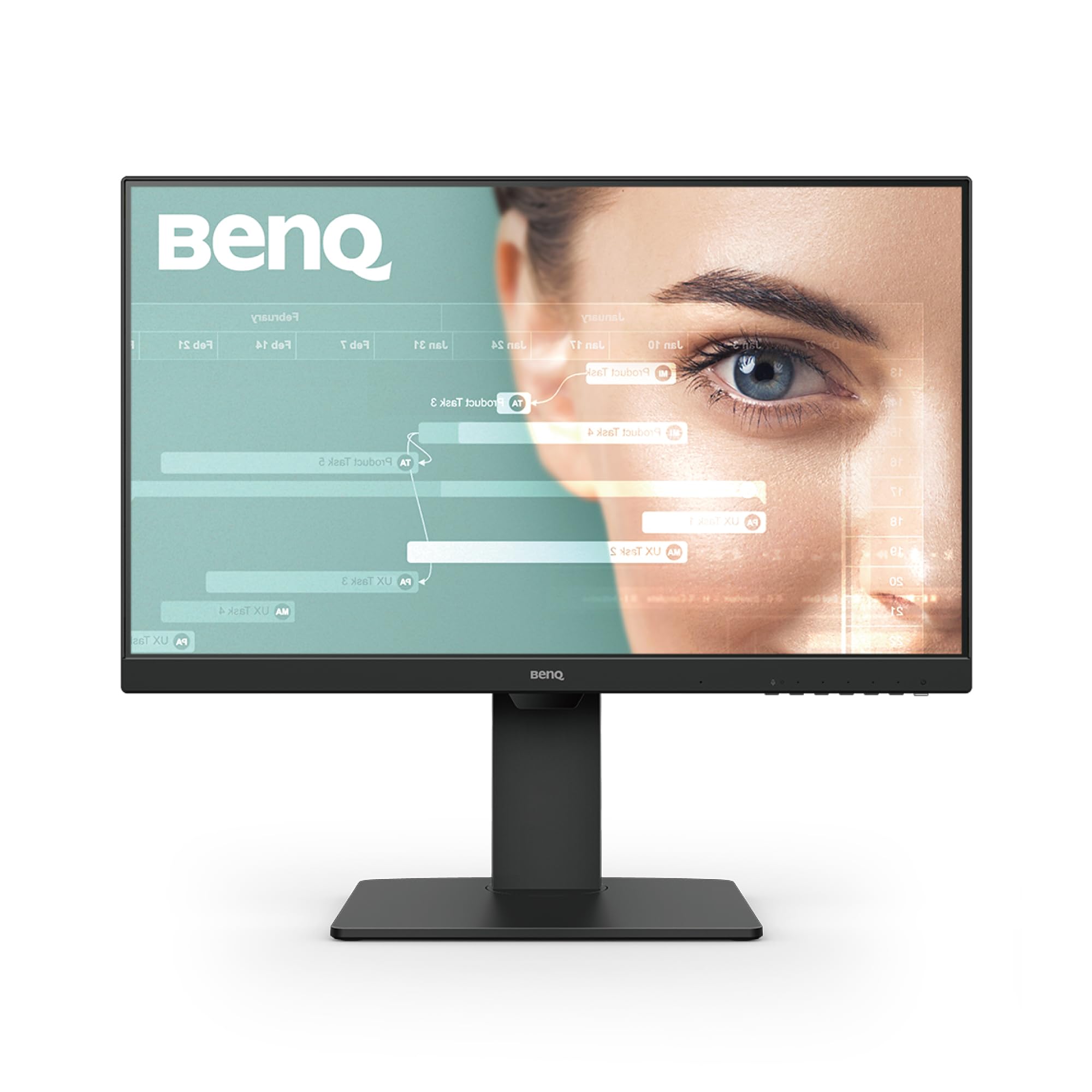 BenQ GW2485TC 24 Inch 1080p IPS Office Monitor with Eye Care Tech, Adaptive Brightness, Height & Tilt Adjustment - Built-in Speakers, Noise Cancelling Mic, Daisy Chain - DisplayPort, HDMI, USB-C - Perfect for Home Office, Coding, and Video Conferencing