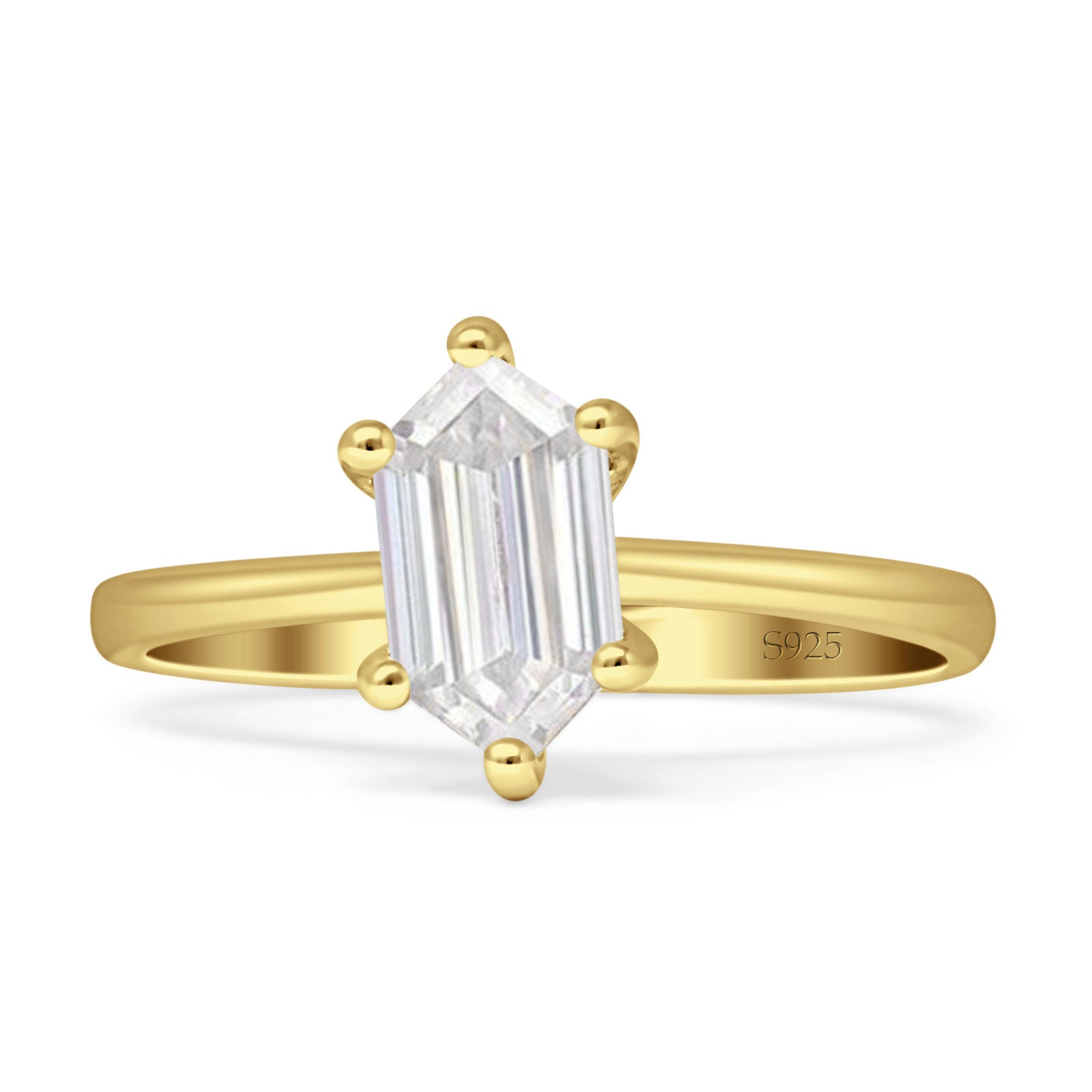Cubic Zirconia Yellow Tone Silver
