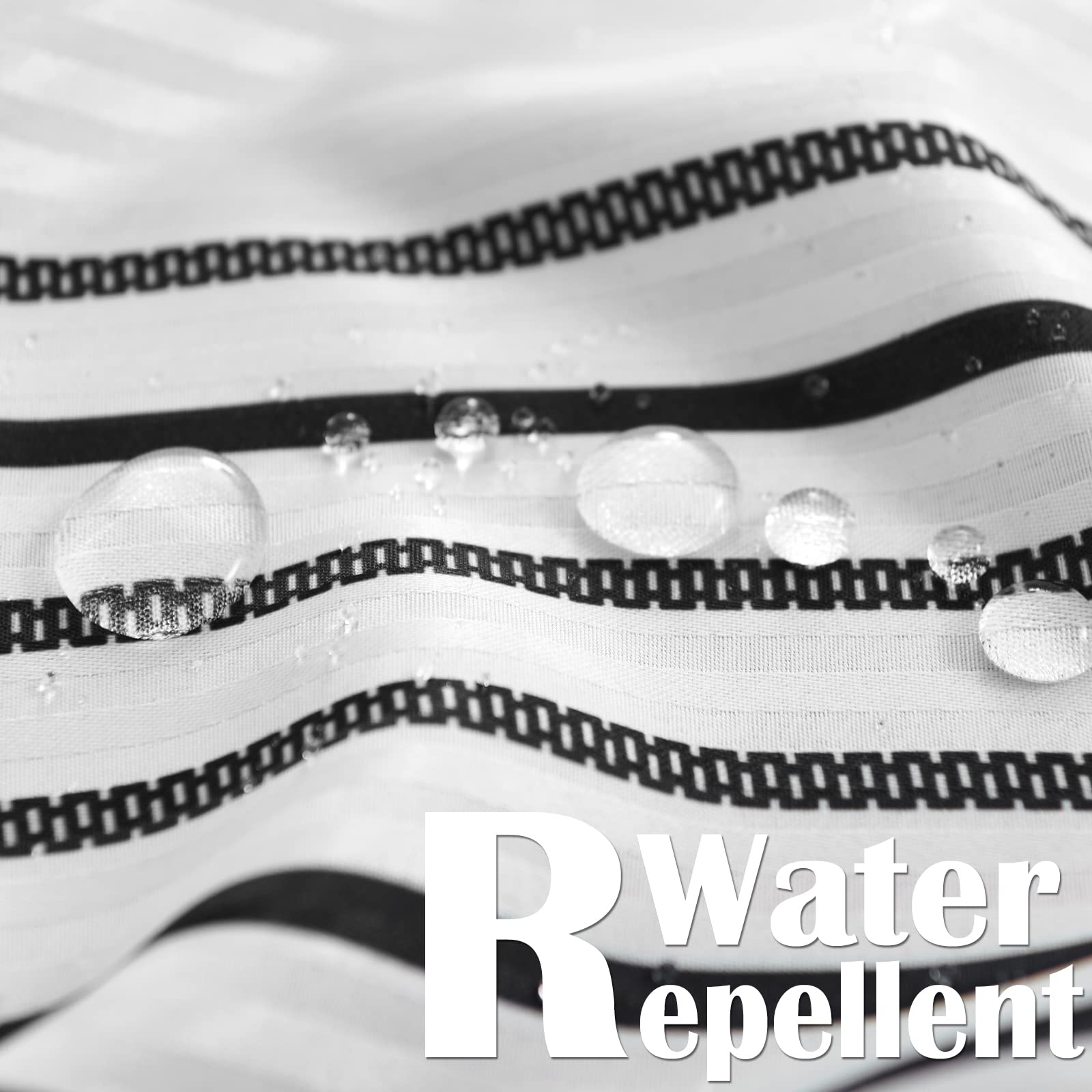 Vangao Black and White Striped Waterproof Shower Curtain - Textured Fabric Bathroom Decor, Modern Hotel Style Shower Curtain Set with Hooks (70x72 Inch, Machine Washable) - Perfect for Bathroom, Guest Room & Spa Decor