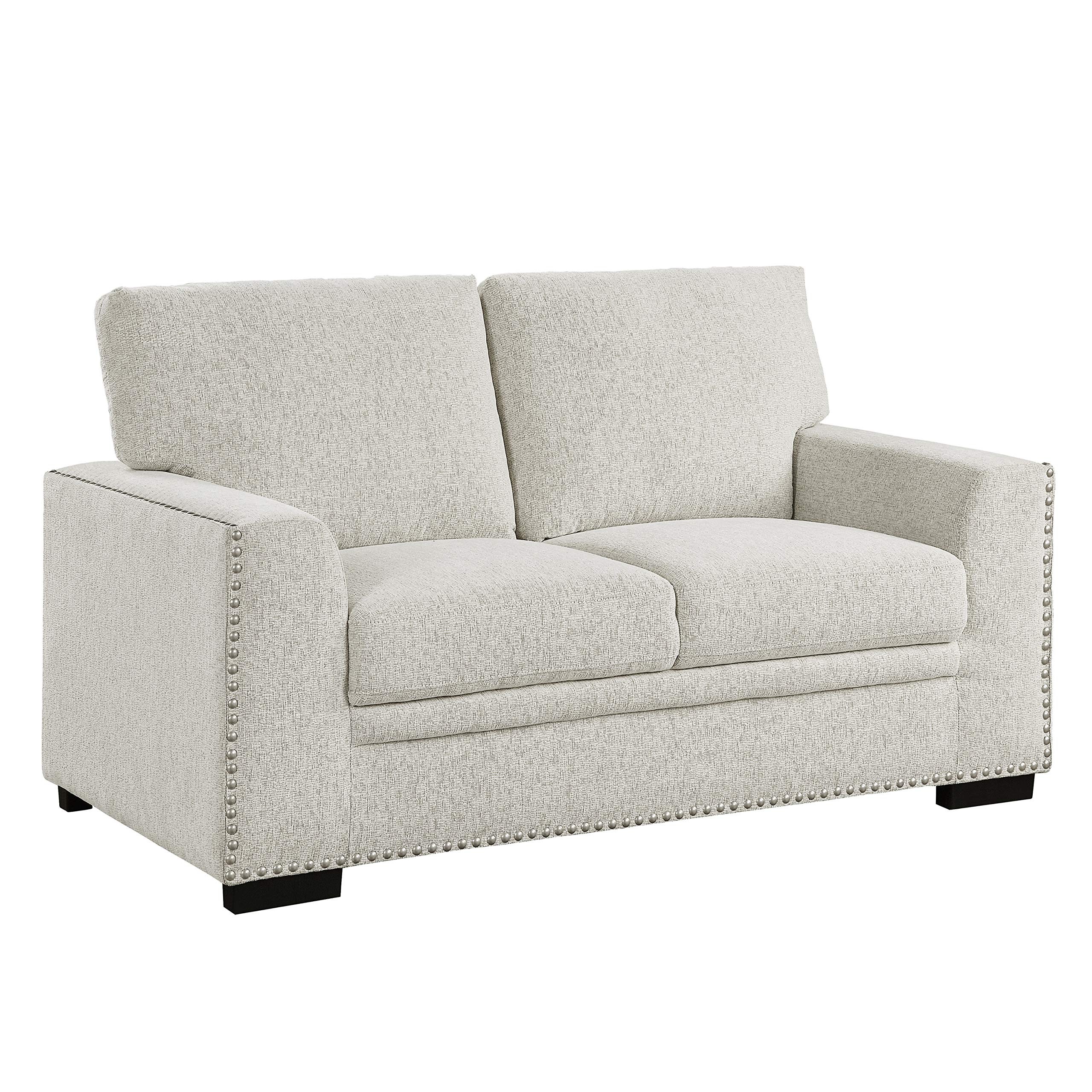 Lexicon Modern Chenille Sofa - Solid Wood Frame with Nailhead Trim, 2-Seater Upholstered Couch for Living Room (Beige) | Perfect for Small Spaces, Apartments & Cozy Home Decor
