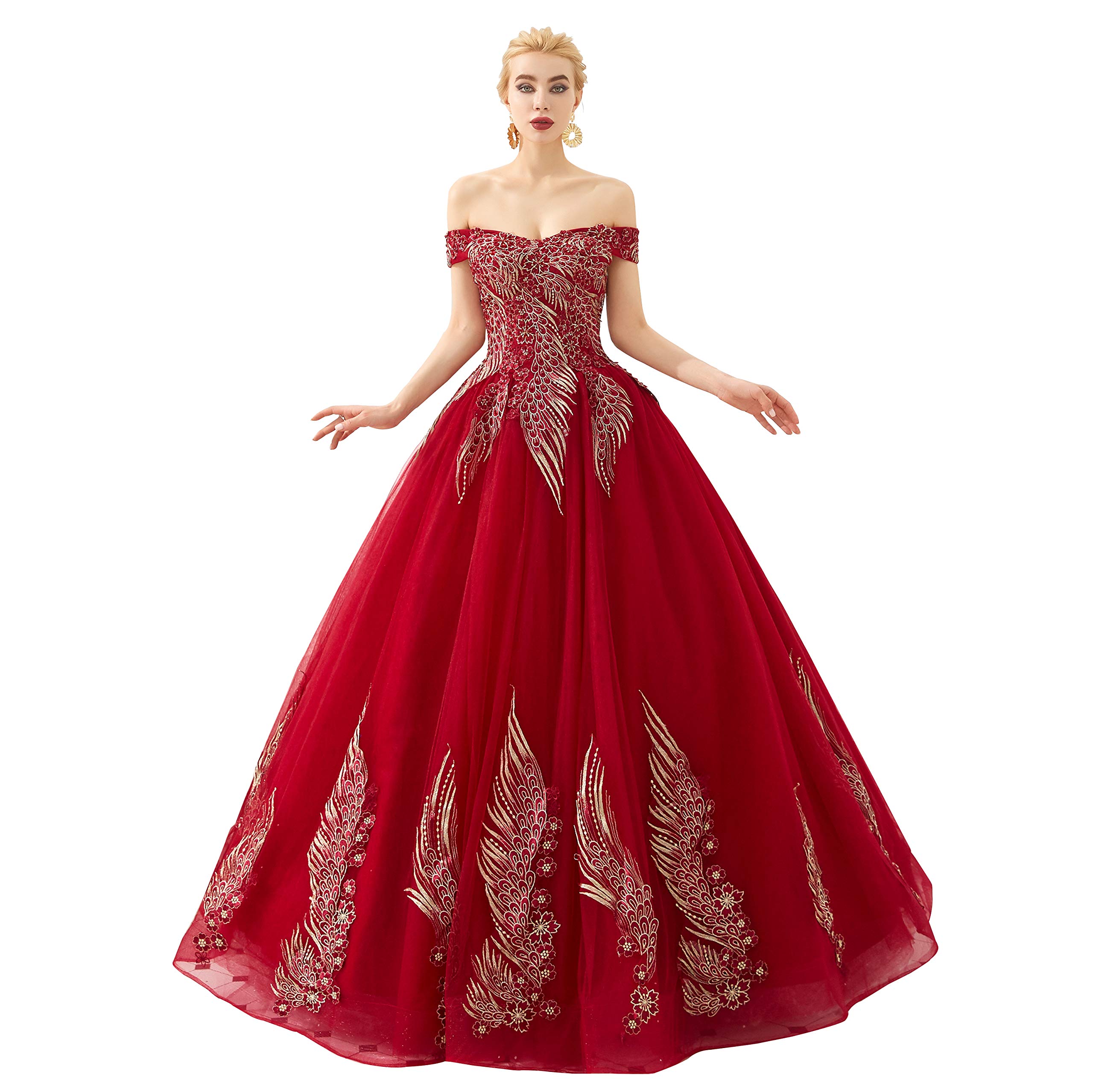Engerla Women's Beaded Sweetheart Ball Gown Tulle Layered Long Quinceanera Dress - Elegant Formal Wear for Prom, Wedding, and Special Occasions