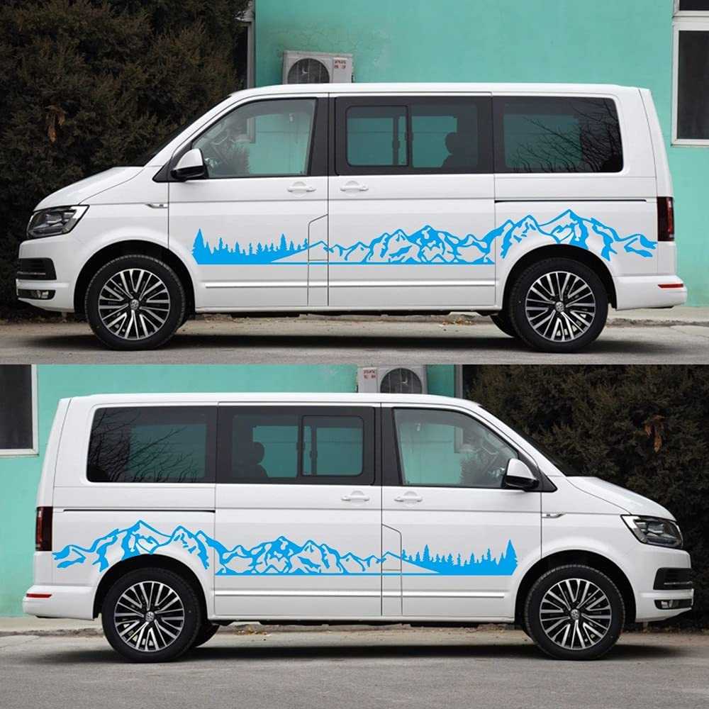 2PCS Mountain Adventurers Car Stickers - DIY Striped Graphic Decals for RV, Camper, Luopan Vehicles (Gray, Large 430x48cm) - Perfect for Off-Road Enthusiasts & Outdoor Adventures