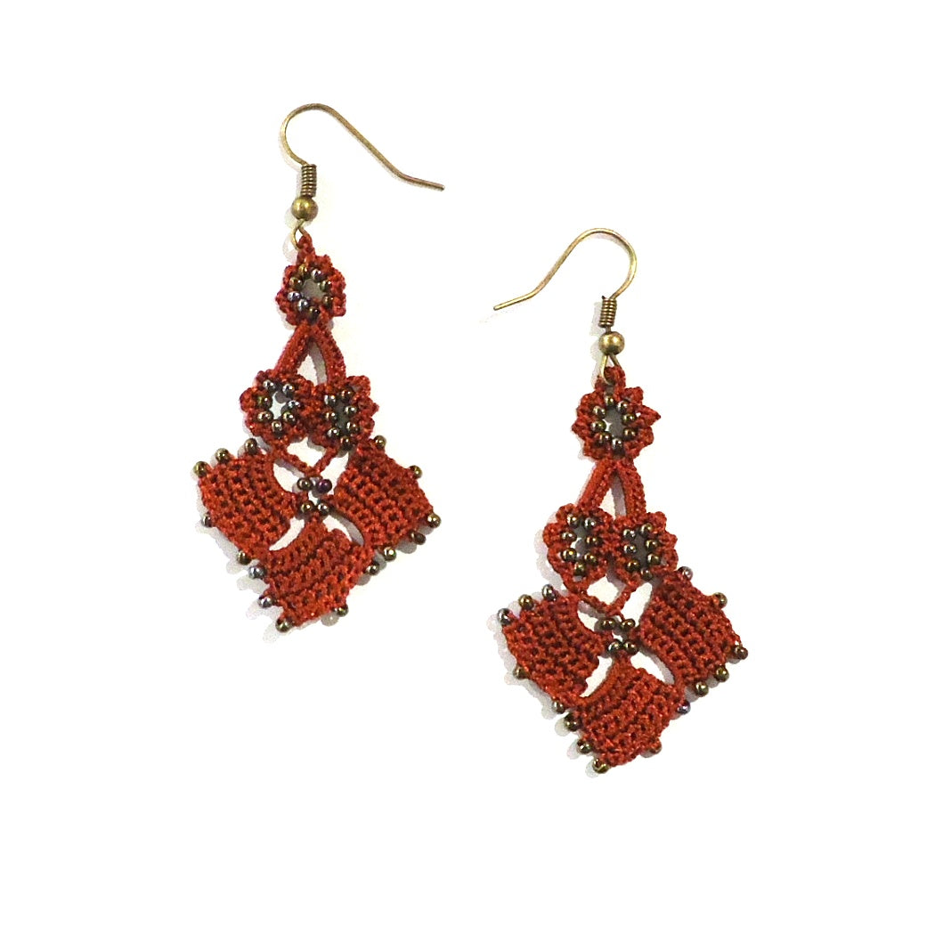 Diamond Parade Earrings in Marsala - Elegant Dangle Earrings for Women, Perfect for Weddings, Parties & Special Occasions
