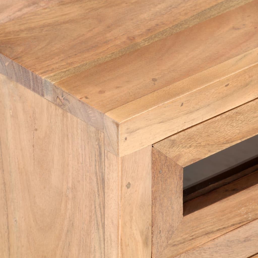 Industrial TV Stand with Drawers & Shelves - Solid Acacia Wood & Steel Base TV Cabinet 43.3